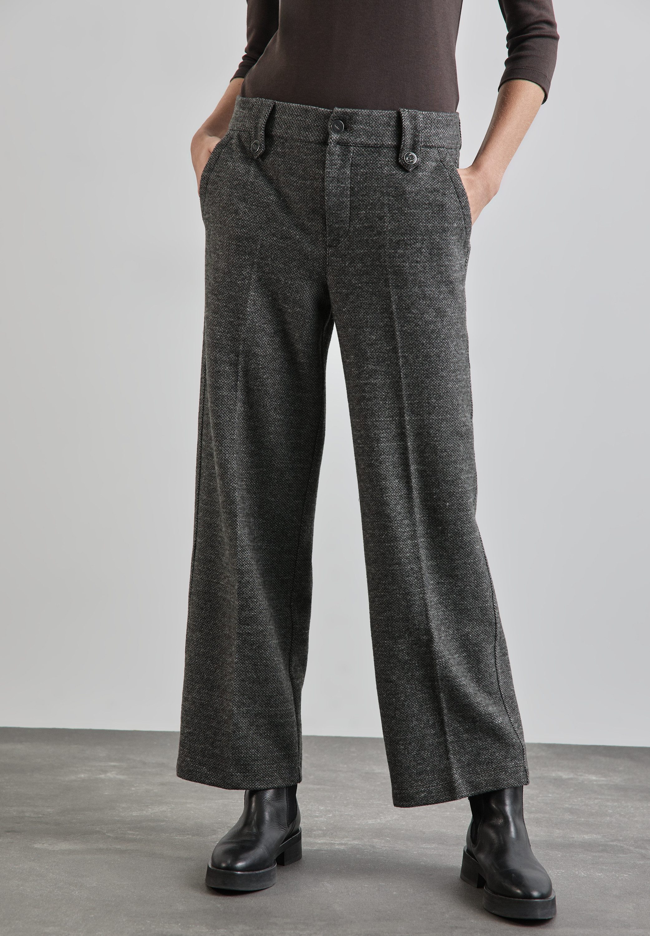 STREET ONE Stoffhose Sommerhose Fishbone-Hose im günstig online kaufen