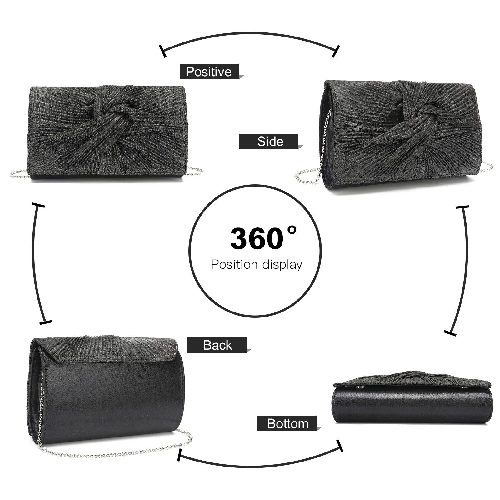 Miss Lulu Abendtasche Elegante Damen Clutch Abendtasche mit Kette für Hochzeit & Party – Bild 5 von 5