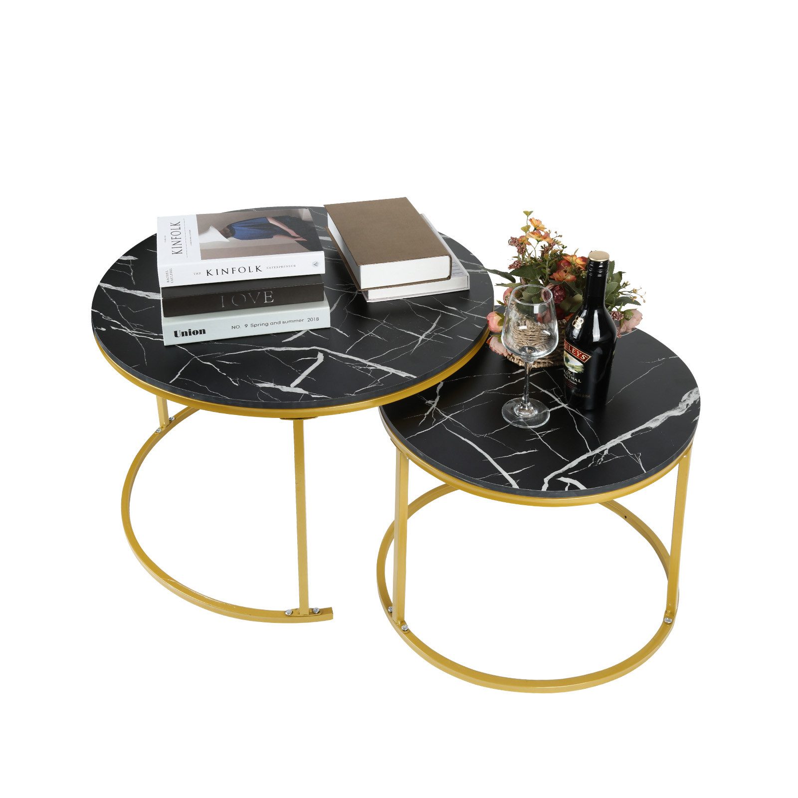 JEOBEST Couchtisch Beistelltisch, Satztisch, Wohnzimmertisch Stapelbarer Sofatisch, (Modern Design, 2-St., Metallgestell) Platzsparendes