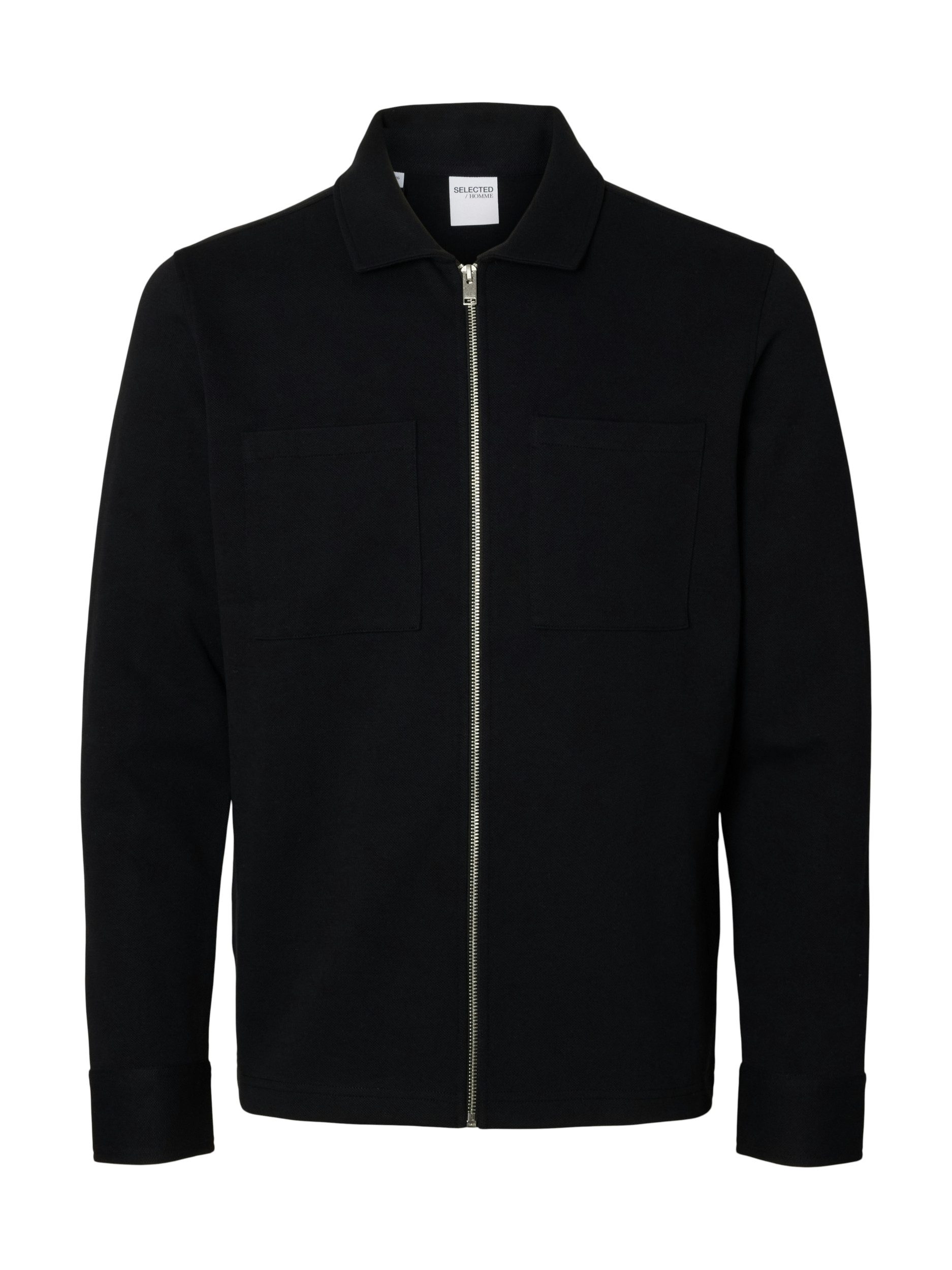 SELECTED HOMME Sweatjacke - Overshirt mit Hemdkragen und Reißverschluss - Herrenjacke Sweatjacke mit Hemdkragen, Metallreißverschluss und Brusttaschen