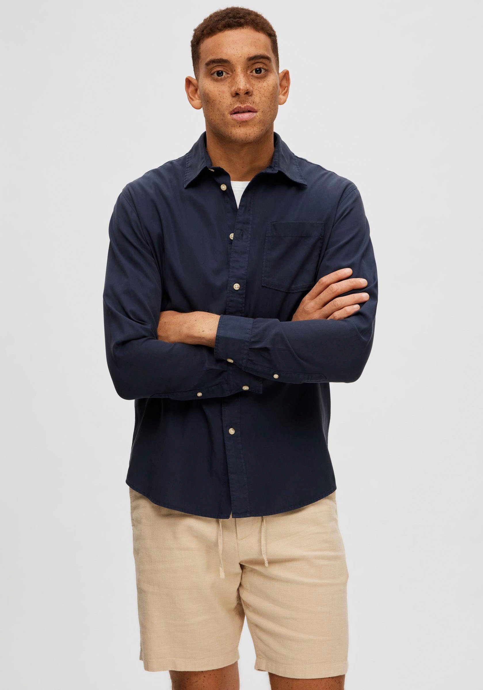 SELECTED HOMME Langarmhemd SLHREGPASTEL-LINEN SHIRT LS günstig online kaufen