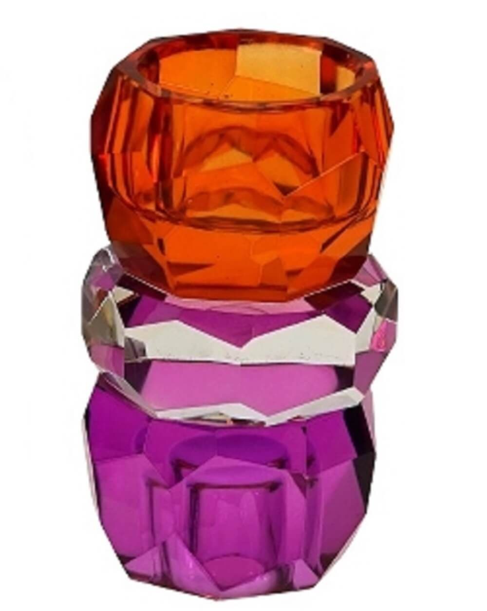 Halter orange Windlicht -sortiert- Stück Werner Glas pink 1 Kristall Voß Kerzen Ständer
