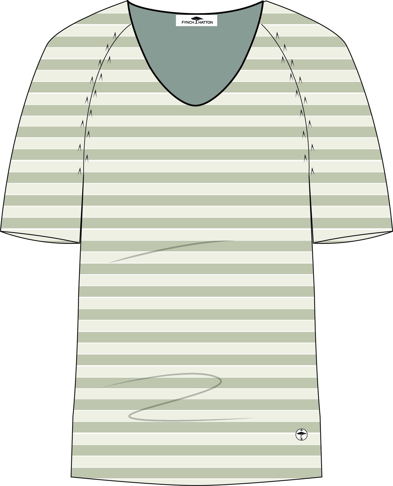 FYNCH-HATTON Pullunder SHIRT KNIT V-NECK STRIPE LINEN MIX