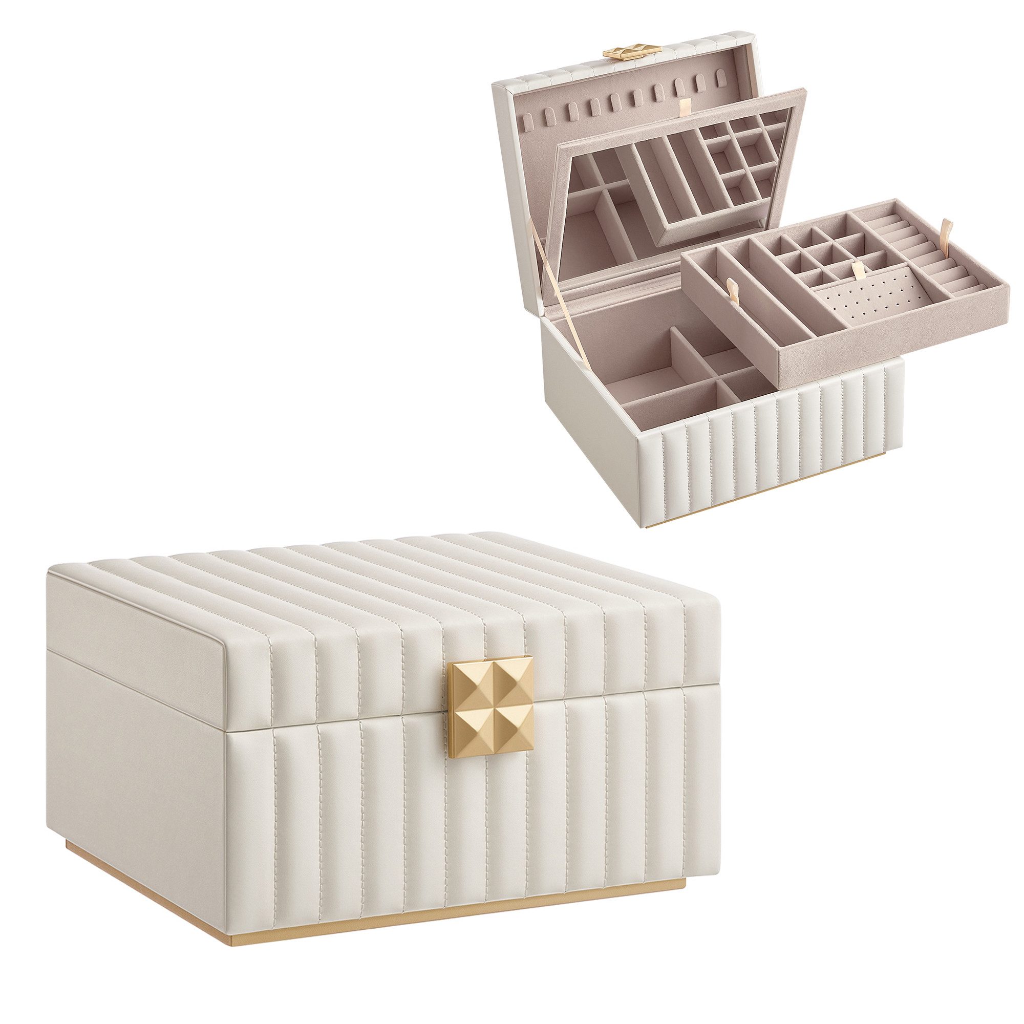 SONGMICS HOME Schmuckkasten Schmuckbox Schmuckaufbewahrung, 2 Ebenen, mit S günstig online kaufen