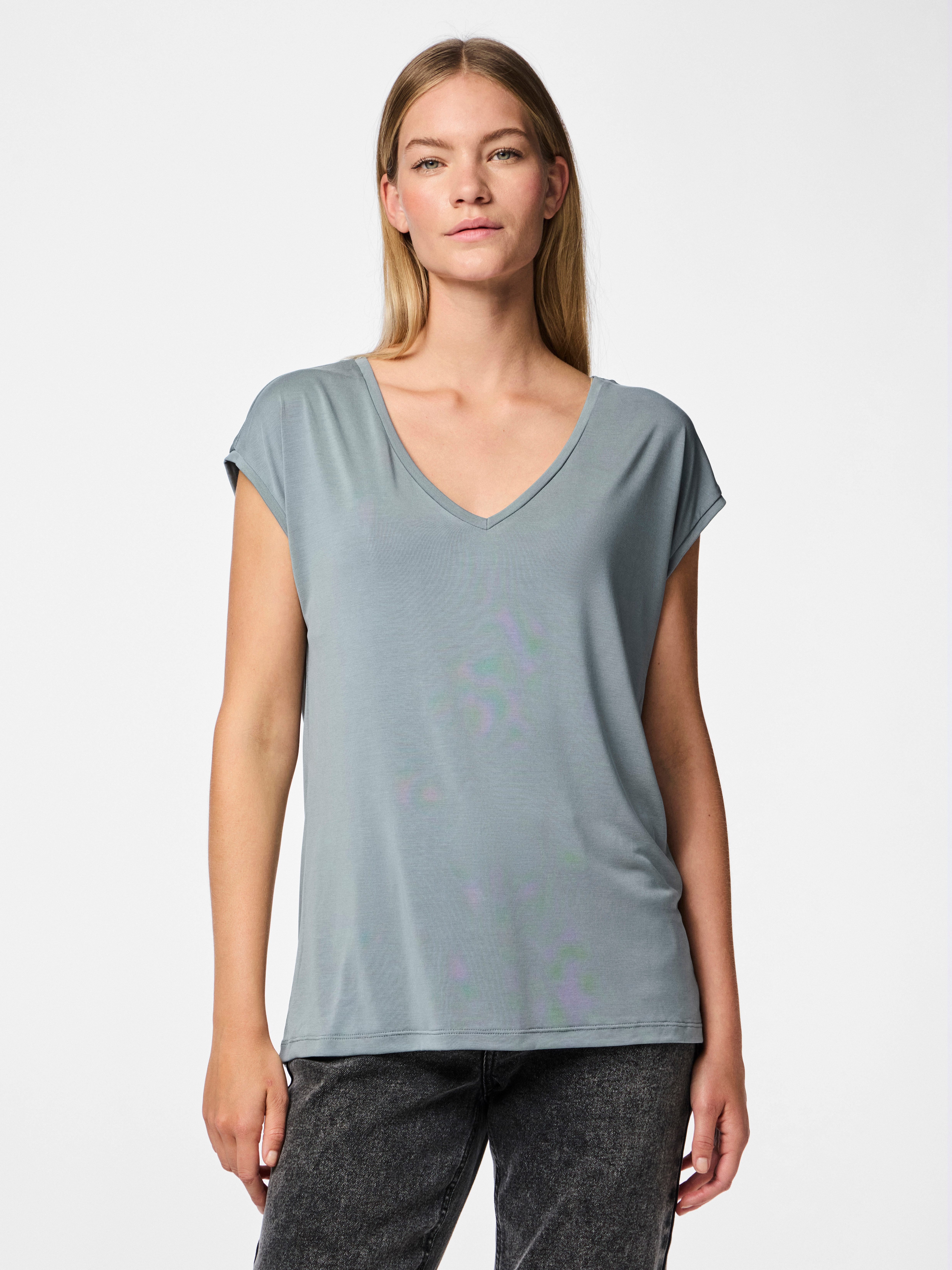 pieces Kurzarmshirt PCKAMALA TEE NOOS BC Materialmix, regular fit