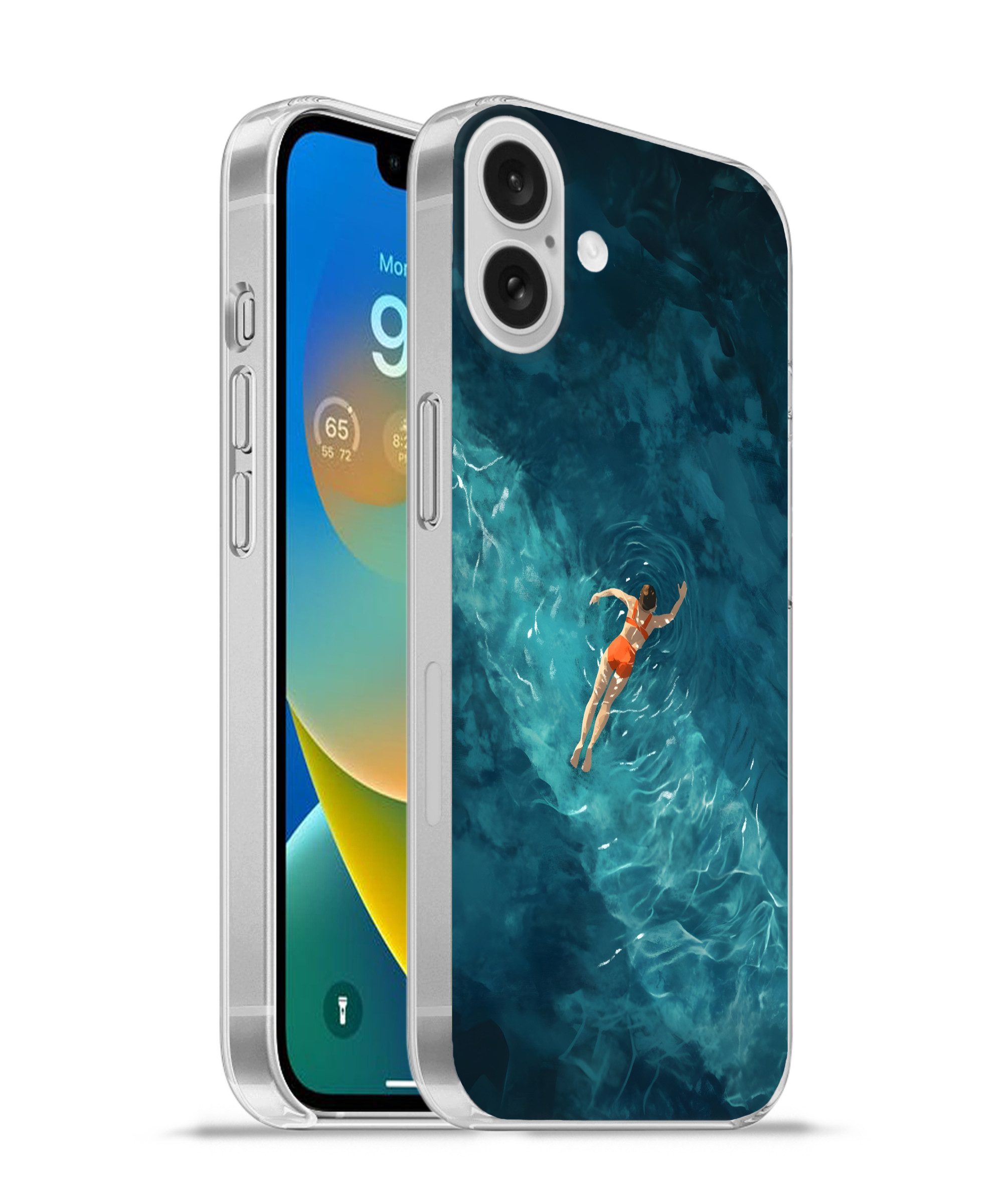 MuchoWow Handyhülle für Apple iPhone 16 Plus Frau - Wasser - Bikini - Orange, Smartphone-Bumper, Print, Handy Schutzhülle Dünn