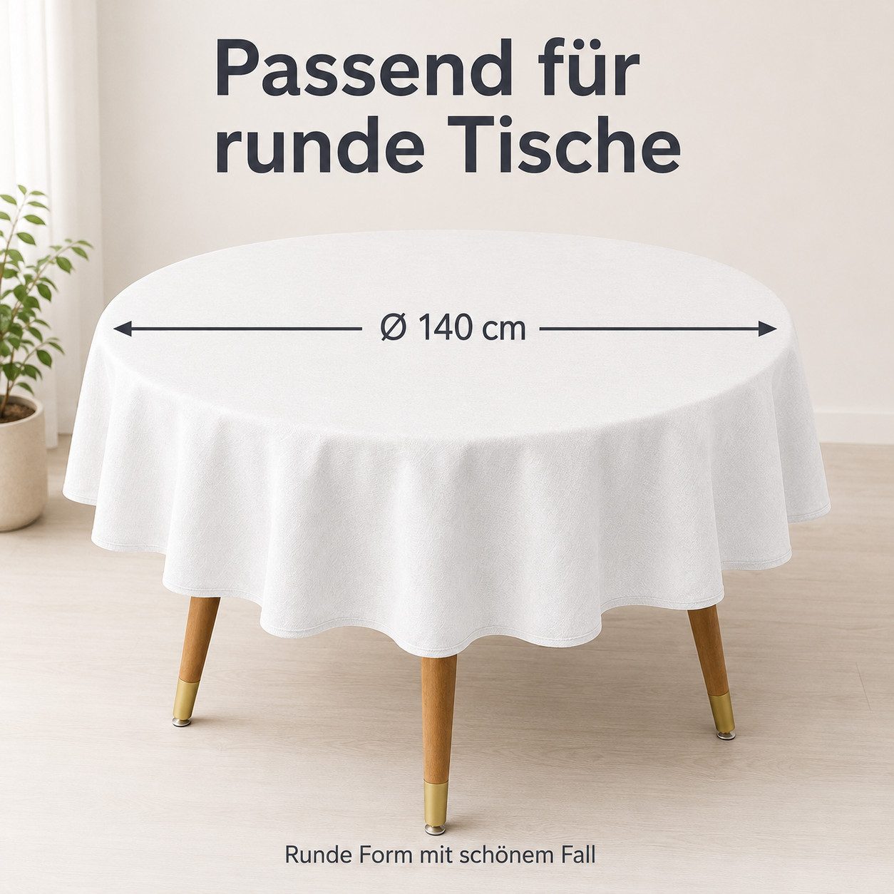 Simurq Tischdecke Rund 140 Leinenoptik Lotuseffekt Tischwäsche Wasserabweisend (Tischwäsche Wasserabweisend, Tischdecke Rund φ140cm), Tischdecke Abwaschbar Outd – Bild 2 von 5