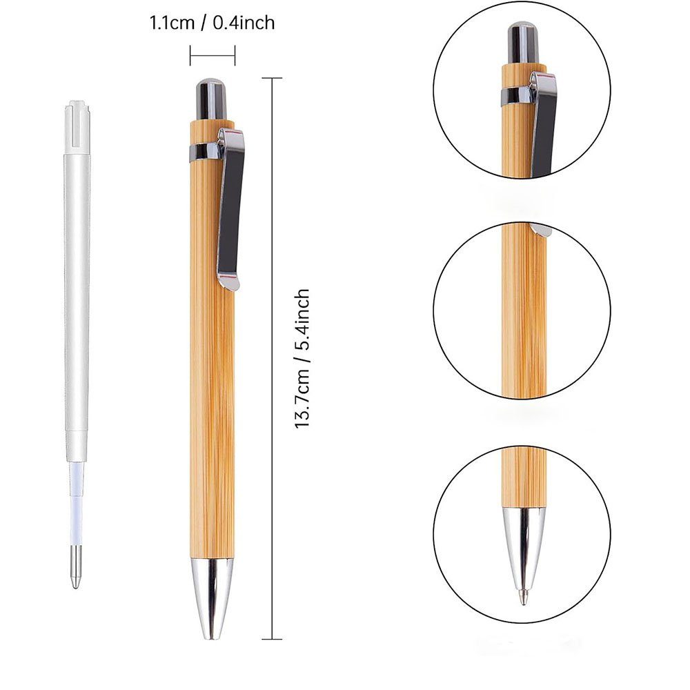 (30-tlg) Kugelschreiber Kugelschreiber, innerer 30 Farben Pcs CTGtree Bambus Kugelschreiber 3 Kern