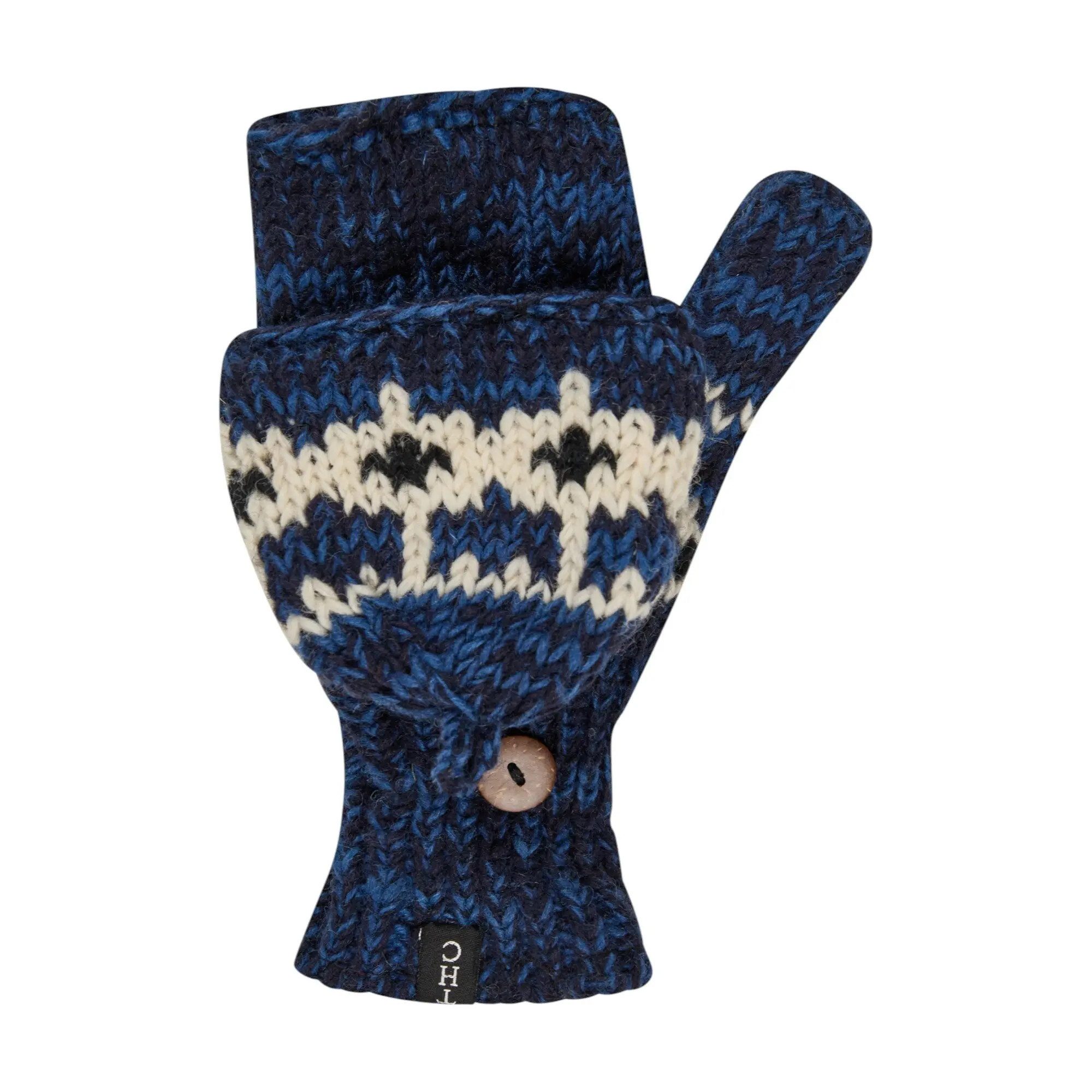 THC Natural Line Strickhandschuhe THC Klapphandschuhe 605 Norweger blau (1-St., 1 Paar) abklappbare Fingerspitzen
