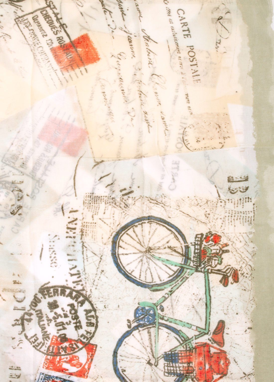 grün und und leichter Rundschal Loopschal Loop, weicher Schal Faera Damen Postkarte Fahrrad
