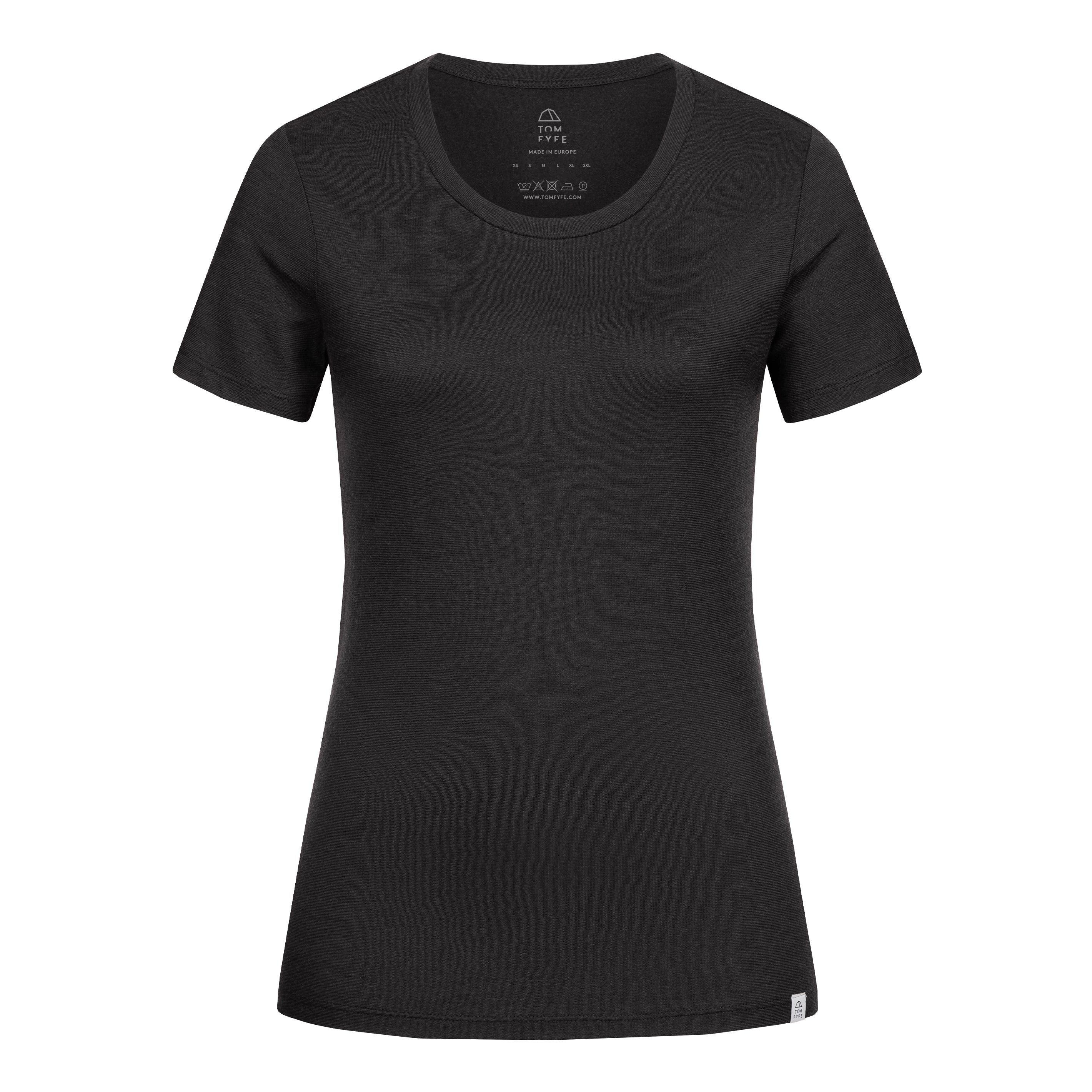 Tom Fyfe T-Shirt TOM FYFE Merino T-Shirt Slim Fit Damen Schwarz / 2XL