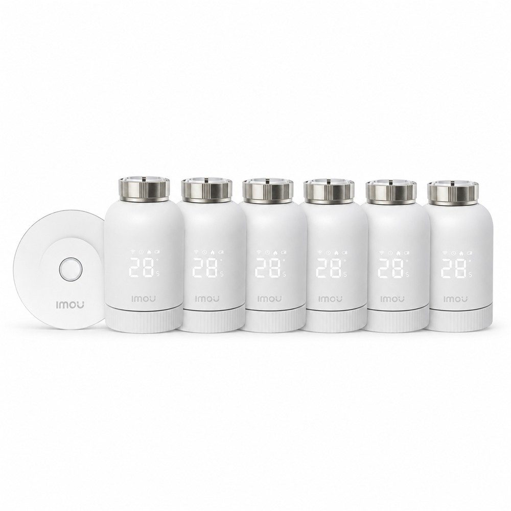 Imou Heizkörperthermostat TRV1 Smart Home mit Gateway ZG2, ZigBee 3.0, App-Steuerung, (Spar-Set, inkl. Adapter-Set) Fenstererkennung, Geofencing, Weiß