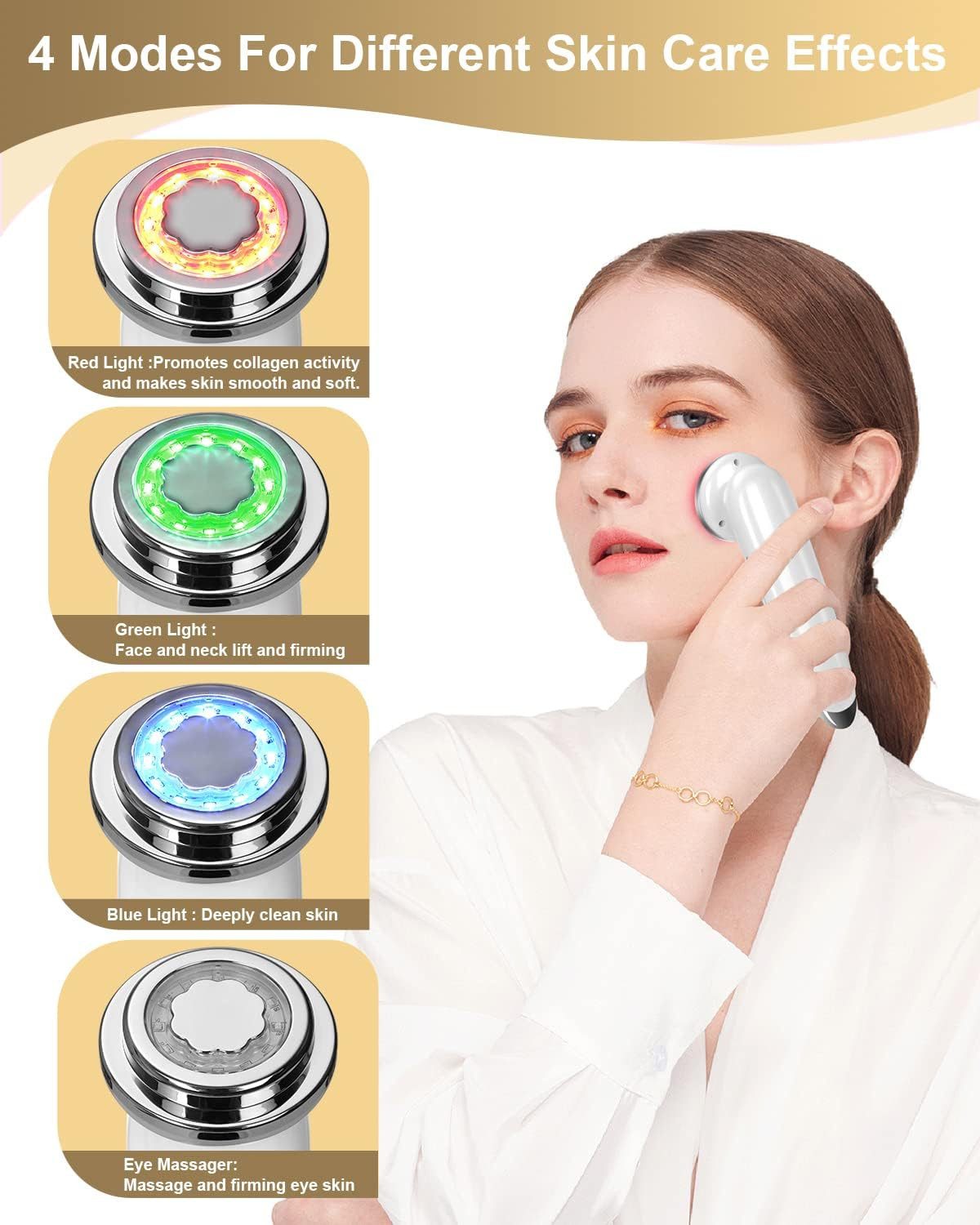 Ophy Mikrodermabrasionsgerät 4-in-1 Mikrodermabrasionsgerät – elektrisches Gesichtsmassagegerät, für straffere Haut, Anti-Aging Hautpflege-Tool (weiß)