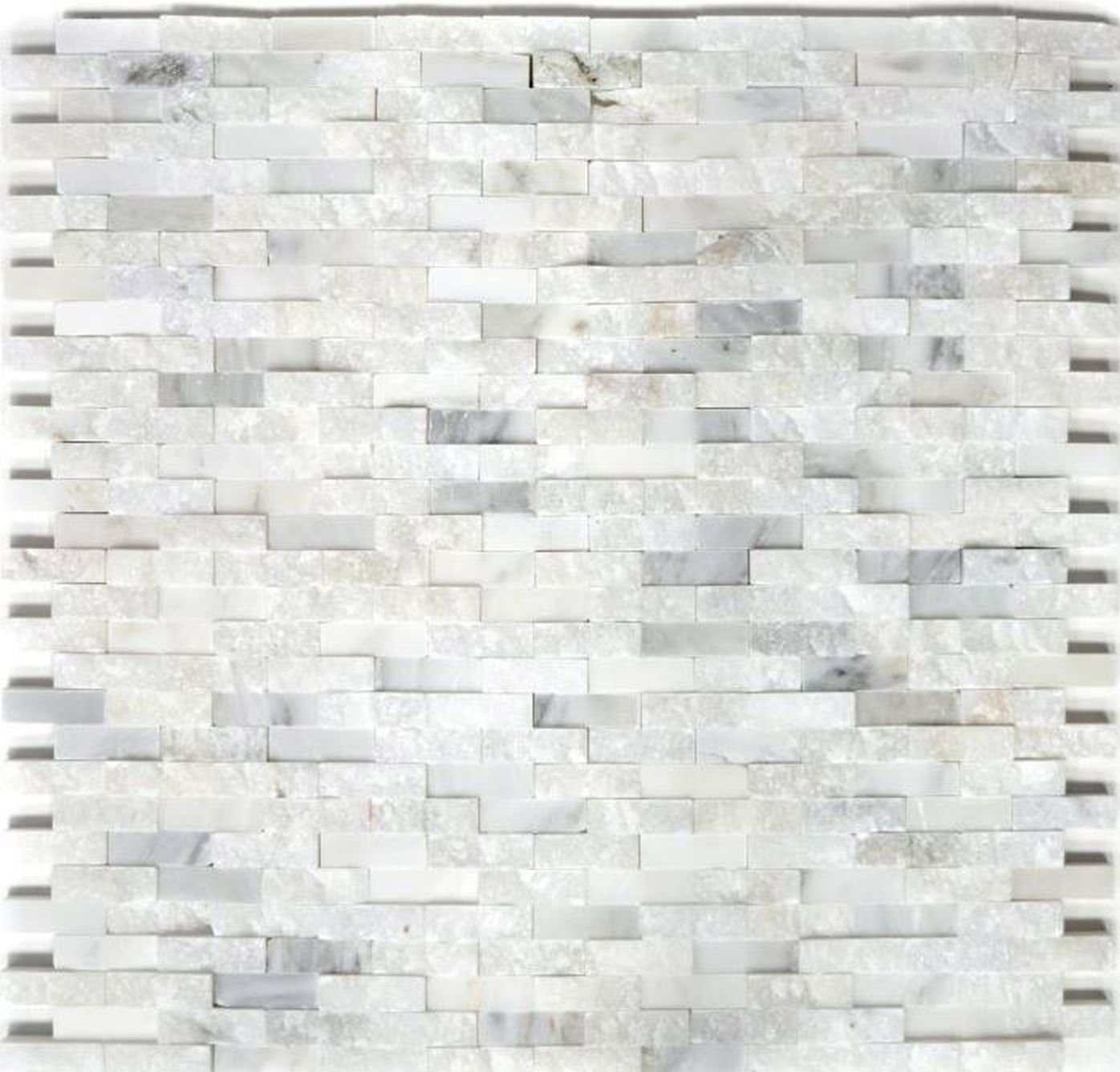 Mosani Mosaikfliesen Marmor Mosaik Fliese Naturstein Brick weiß 3D Optik Wandfliese WC