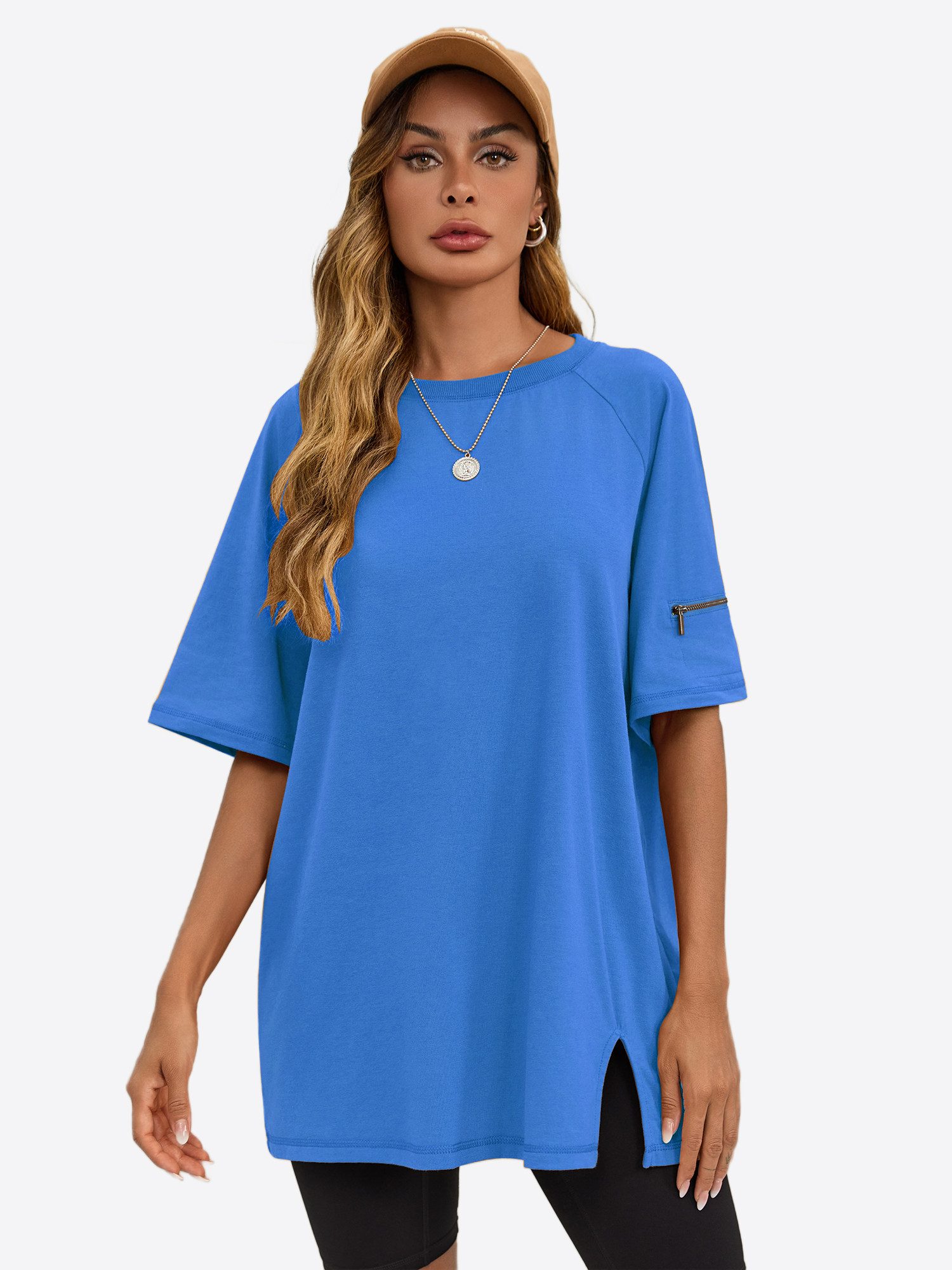 Imily Bela Oversize-Shirt Damen T-Shirt Halbarm Rundhals Seitenschlitz (Pac günstig online kaufen