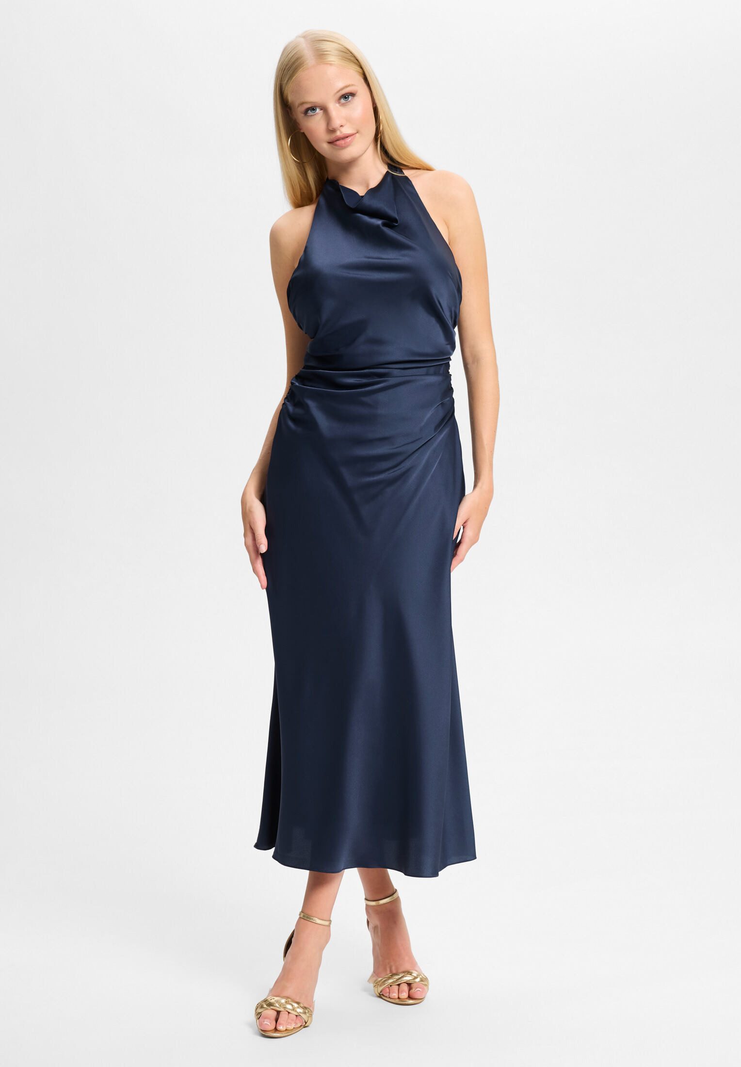 Hey Kyla Cocktailkleid - Midikleid aus Satin mit Rückenausschnitt Figurbetonte Passform