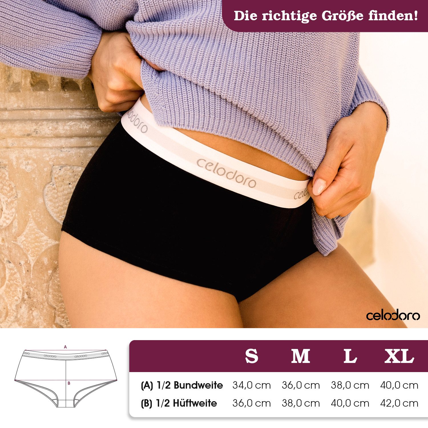 celodoro Panty Damen Panty mit Webgummi-Bund (3er Pack) Sport Slip mit Logo – Bild 5 von 5
