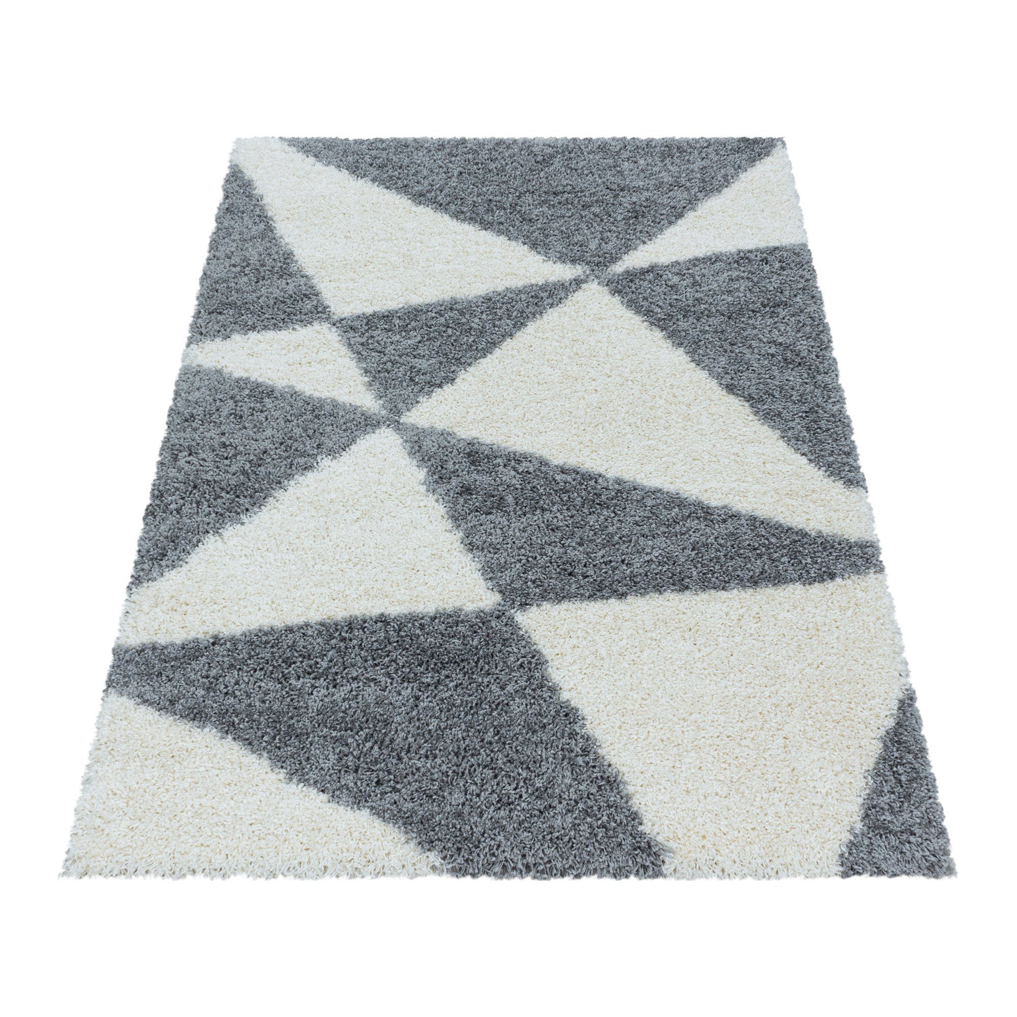 30 Teppium, Höhe: Geometrisch Design, Teppich mm, Grau Läufer, Wohnzimmer Teppich