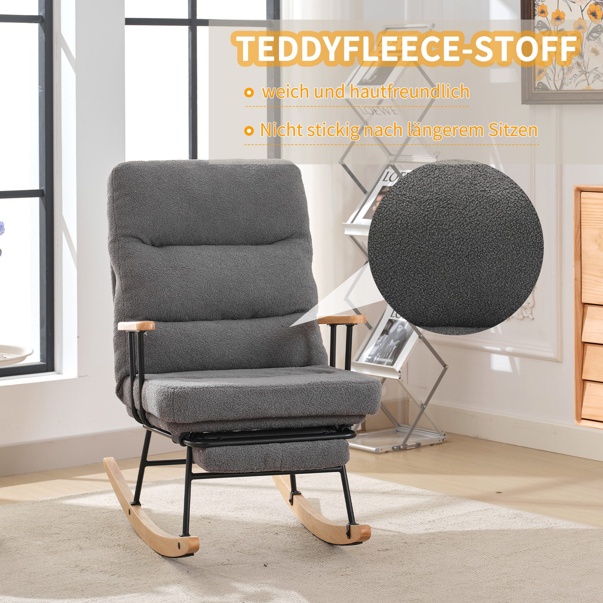 Merax Schaukelstuhl Verstellbarer Lesestuhl mit Fußstütze, Schaukelsessel m günstig online kaufen