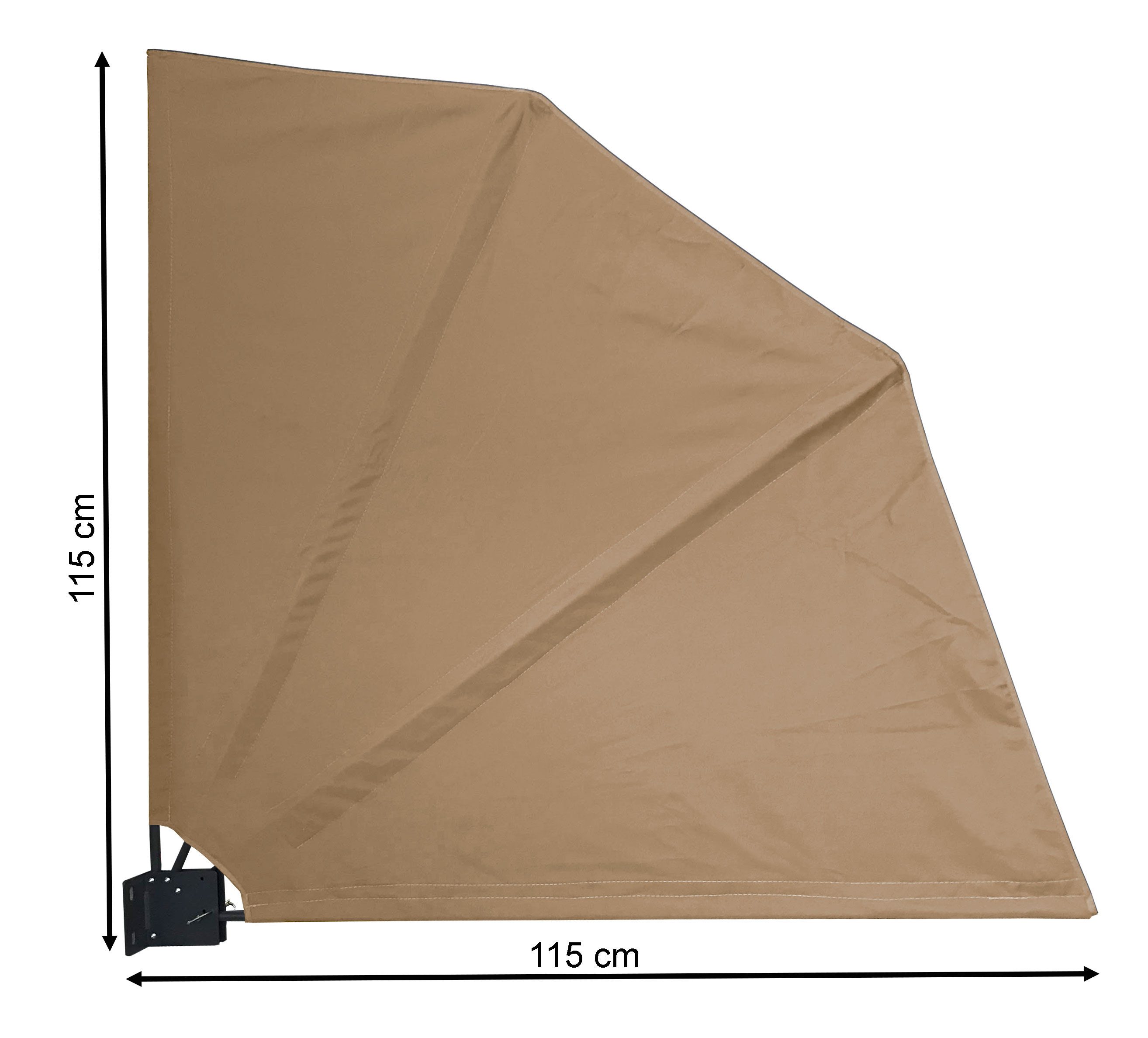 Quick Star Sichtschutzfächer Sichtschutz Fächer 115 cm & 140 cm, Mehrere Farben (1-St) Separate Wandplatte