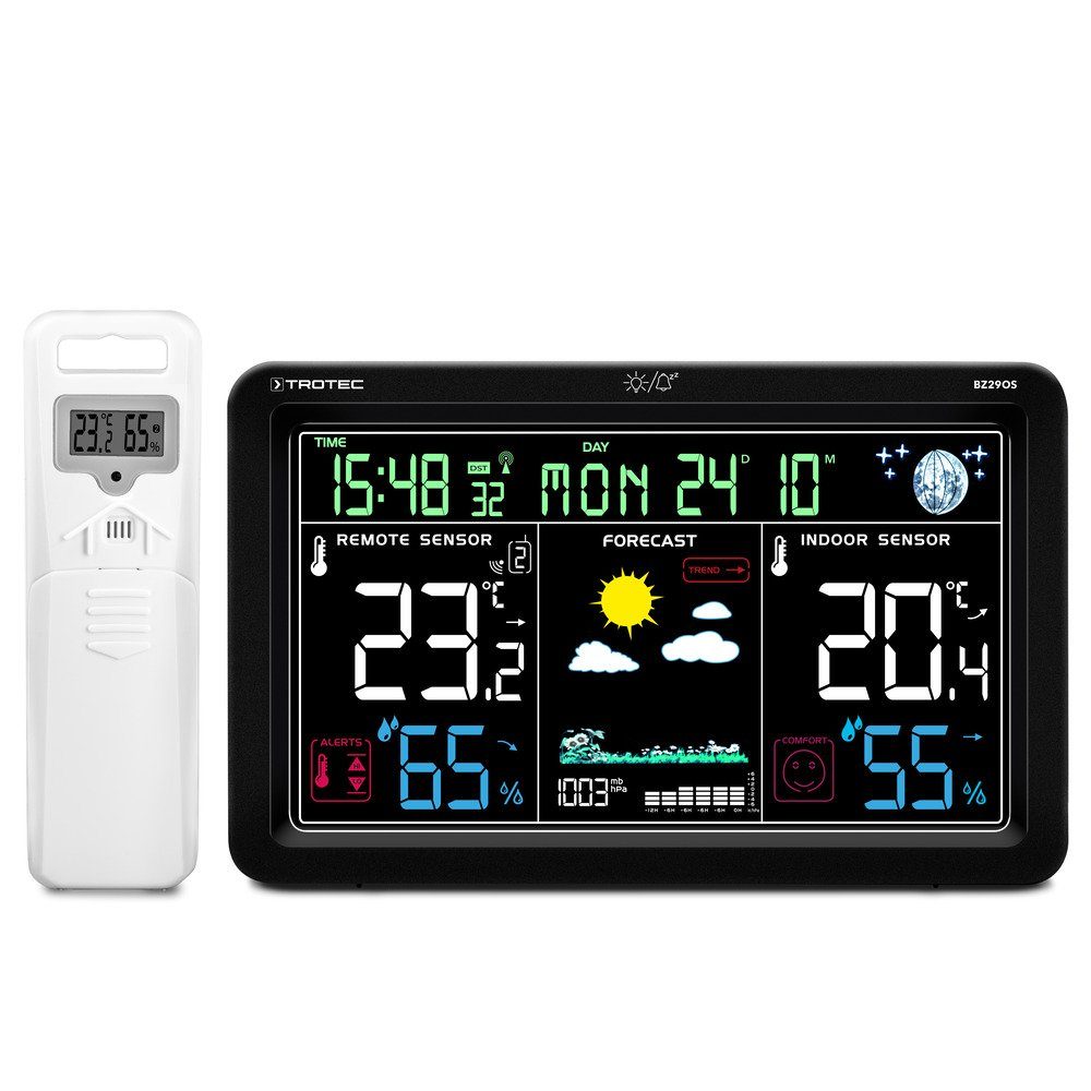 TROTEC BZ29OS Funkwetterstation (Trend-Anzeige für Temperatur, Luftfeuchtigkeit und Wetter)
