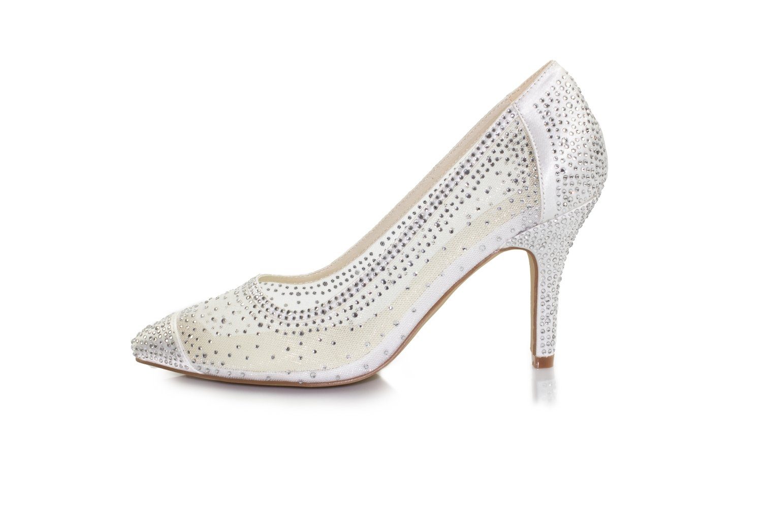 White Lady 930 ivory Mesh-Strass - Brautschuh Pumps