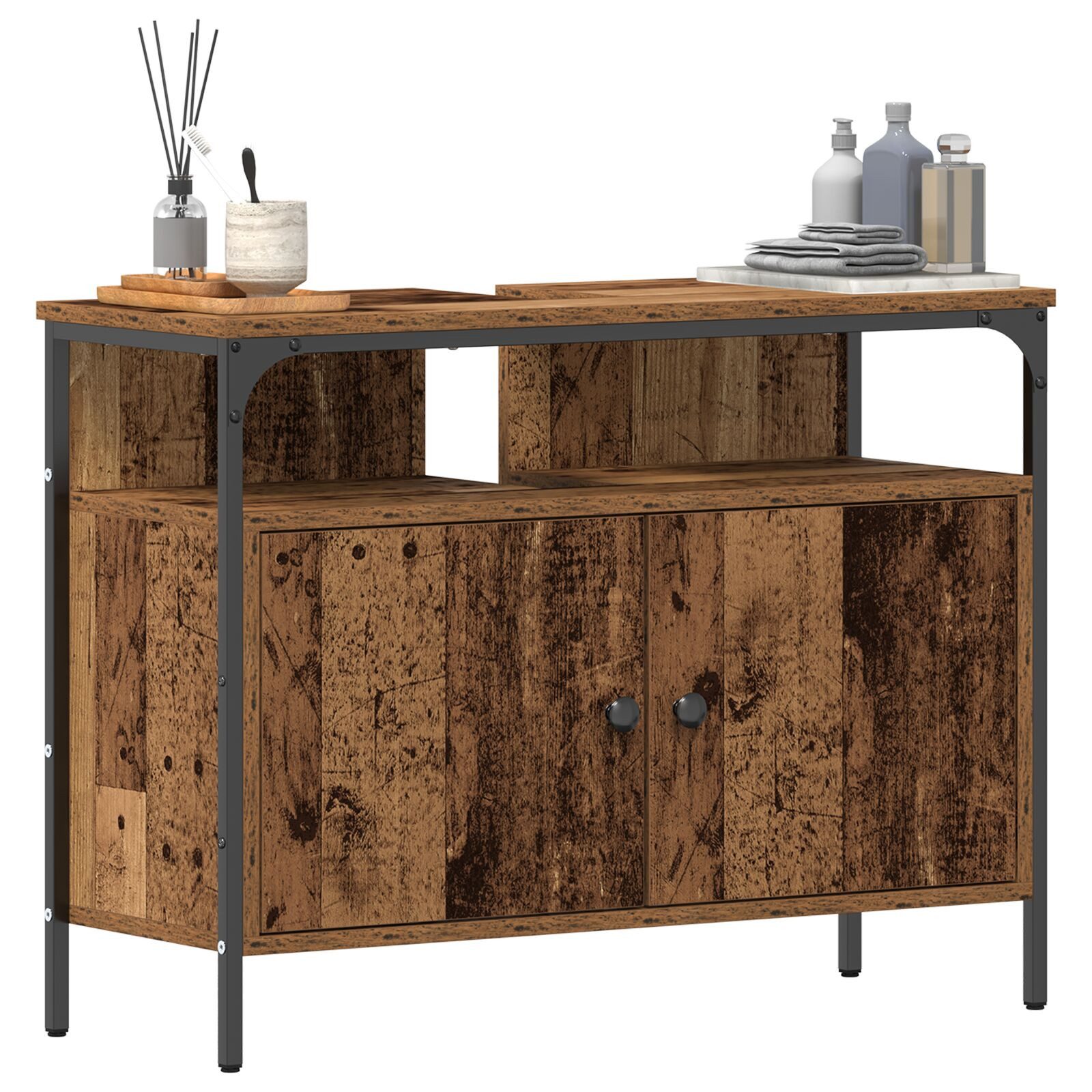 vidaXL Waschtisch 80 x 30 x 60 cm Badezimmer Waschbecken Schrank Altholz 80x30x60 cm Spa