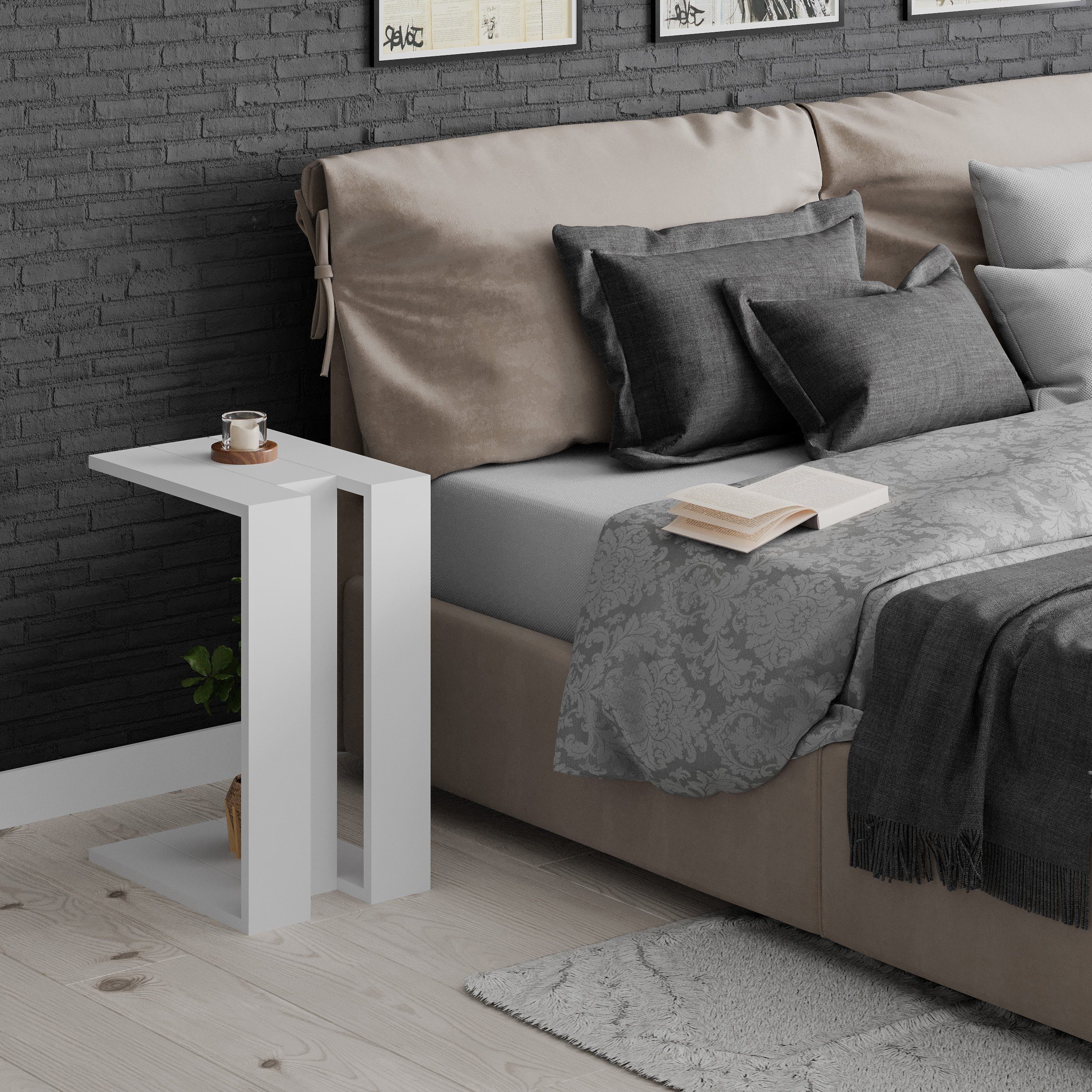 Decortie Beistelltisch Muju, Modern C Form Beistelltisch, 30 x 40 x 57 cm
