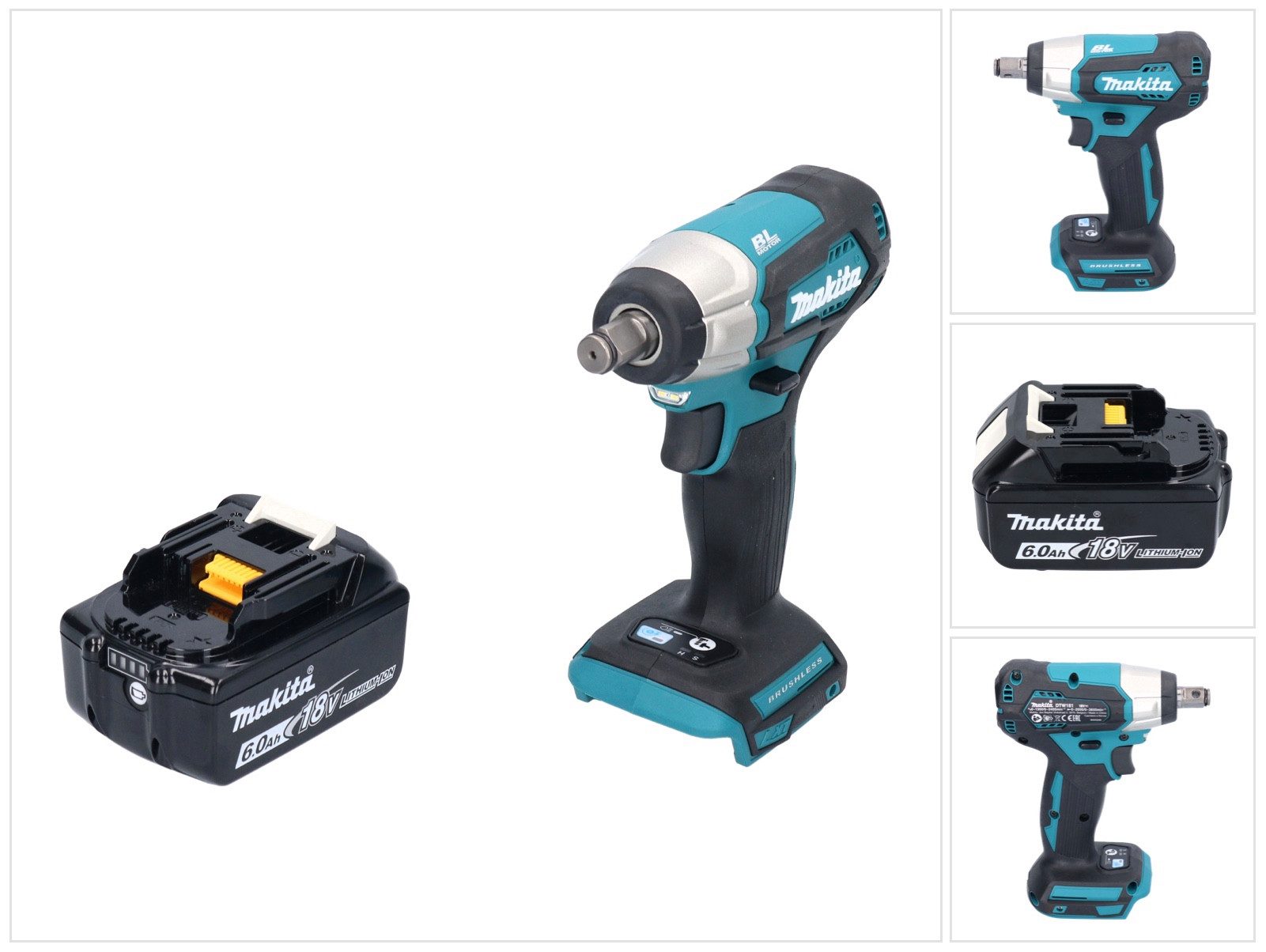Makita Akku-Schlagschrauber DTW 181 G1 Akku Schlagschrauber 18 V 210 Nm 1/2" Brushless + 1x Akku