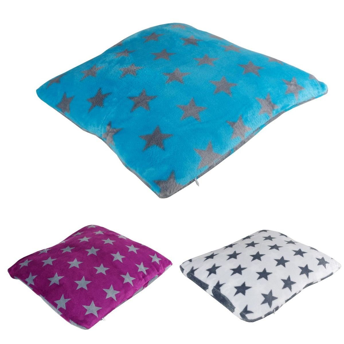 VIVA Home Dekokissen Kuschelweiches Dekokissen mit Sternmotiv und Wendeoptik aus Mikrofaser, abnehmbarer Bezug