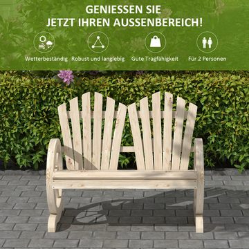 Outsunny Bank Gartenbank mit Armlehne, Sitzbank (Gartenmöbel, 1-St., Parkbank), Massivholz, Naturholz, 108 x 66 x 95 cm