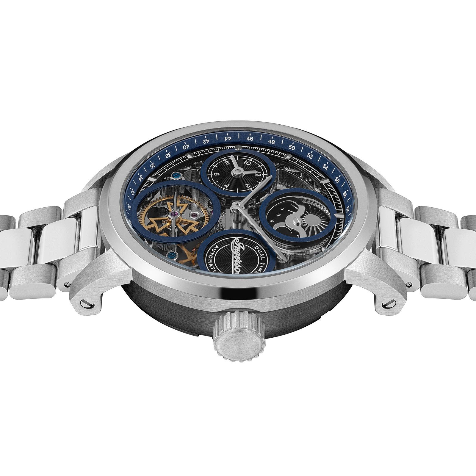 Ingersoll Automatikuhr Ingersoll Herrenuhr Edelstahl silber, (Analoguhr), Herren Armbanduhr rund, Edelstahlarmband silber, Outdoor