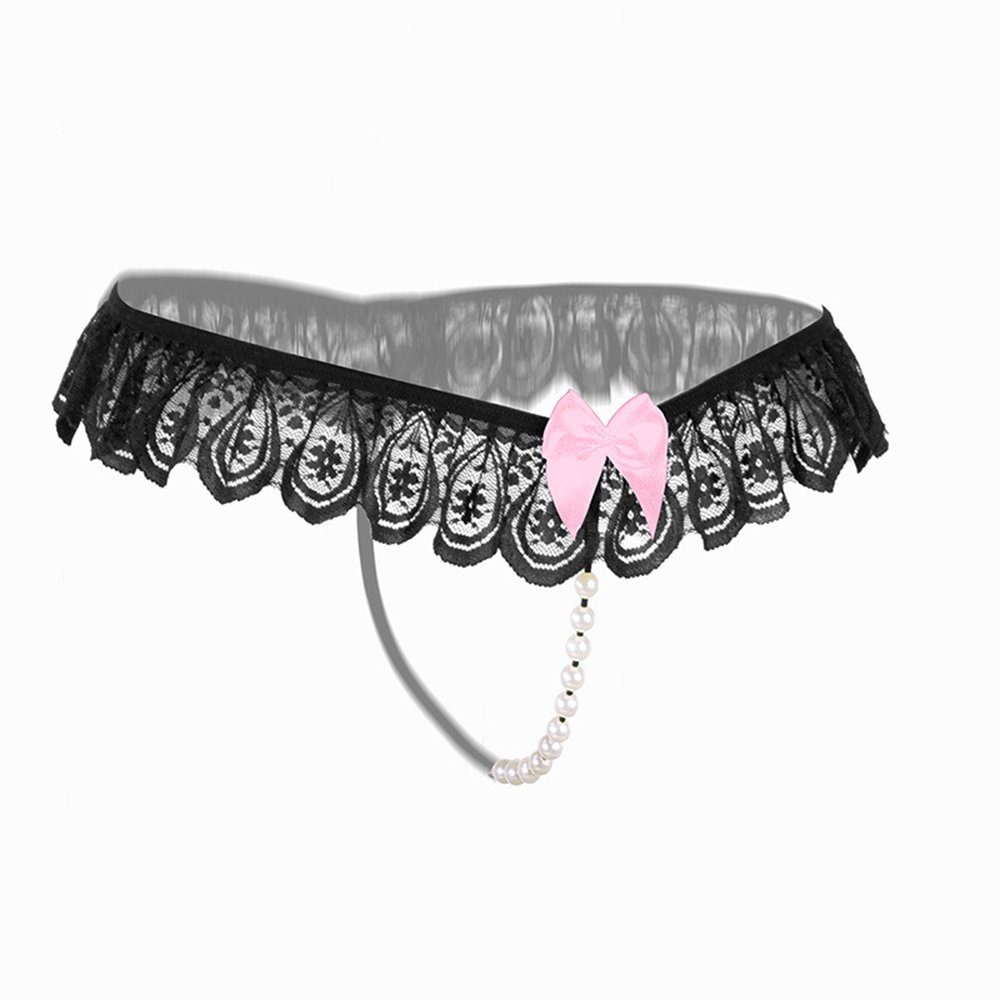 Lovolotti String-Ouvert Sexy Unterhose String Tanga Slip LO-L22 transparente String mit Perlen Panty Nachtwäsche Reizwäsche Sexy Unterwäsche Durchsichtig