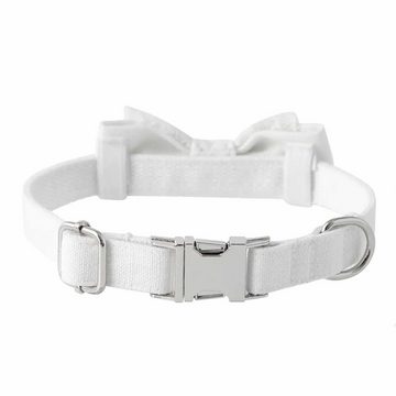 Monkimau Hunde-Halsband Hundehalsband Hochzeit Set mit Schleife, Halstuch und Hut in weiß - S