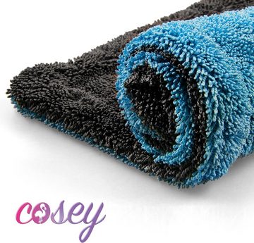 cosey Premium Wasch- und Poliertücher für Auto und Haushalt Mikrofasertuch (2x Blau/Grau (1200 GSM)