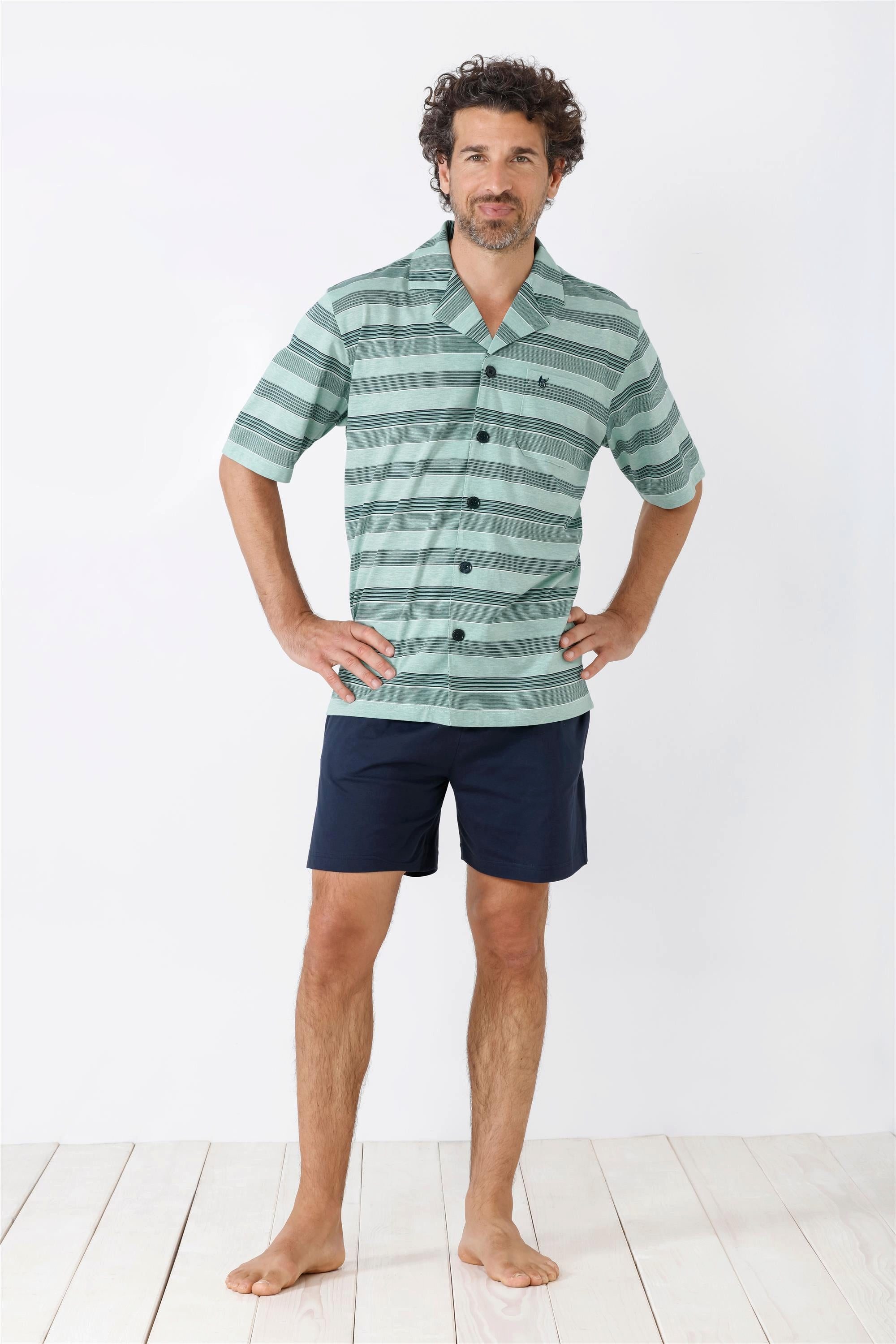 Schlafanzug Herren Shorty-Pyjama, Klima-Komfort