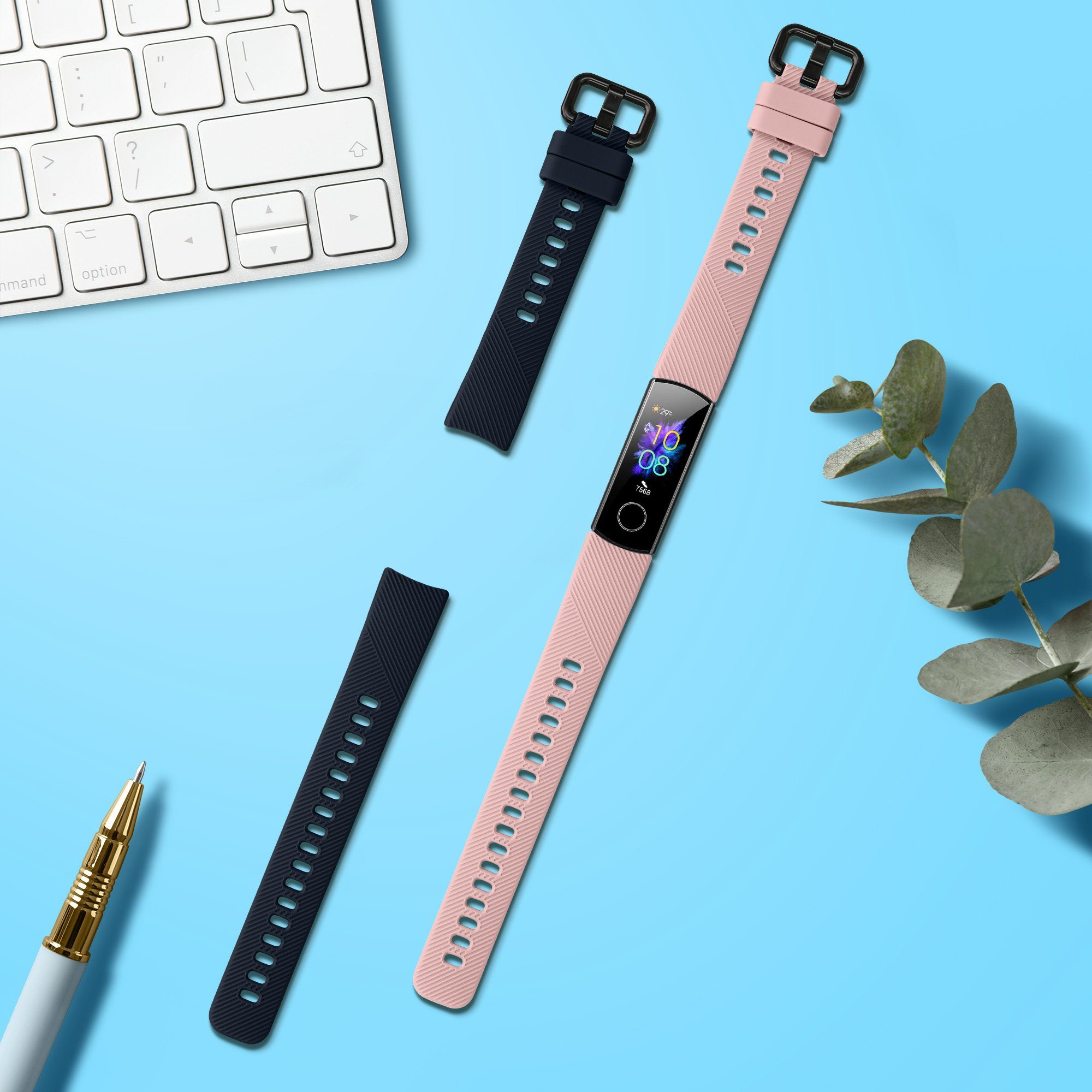 kwmobile 2x Uhrenarmband für HONOR Band 5 / Band 4 Armband Smartwatch, 2-tlg., Fitnesstracker Band Set aus TPU Silikon - Ersatzarmband Smartwatch