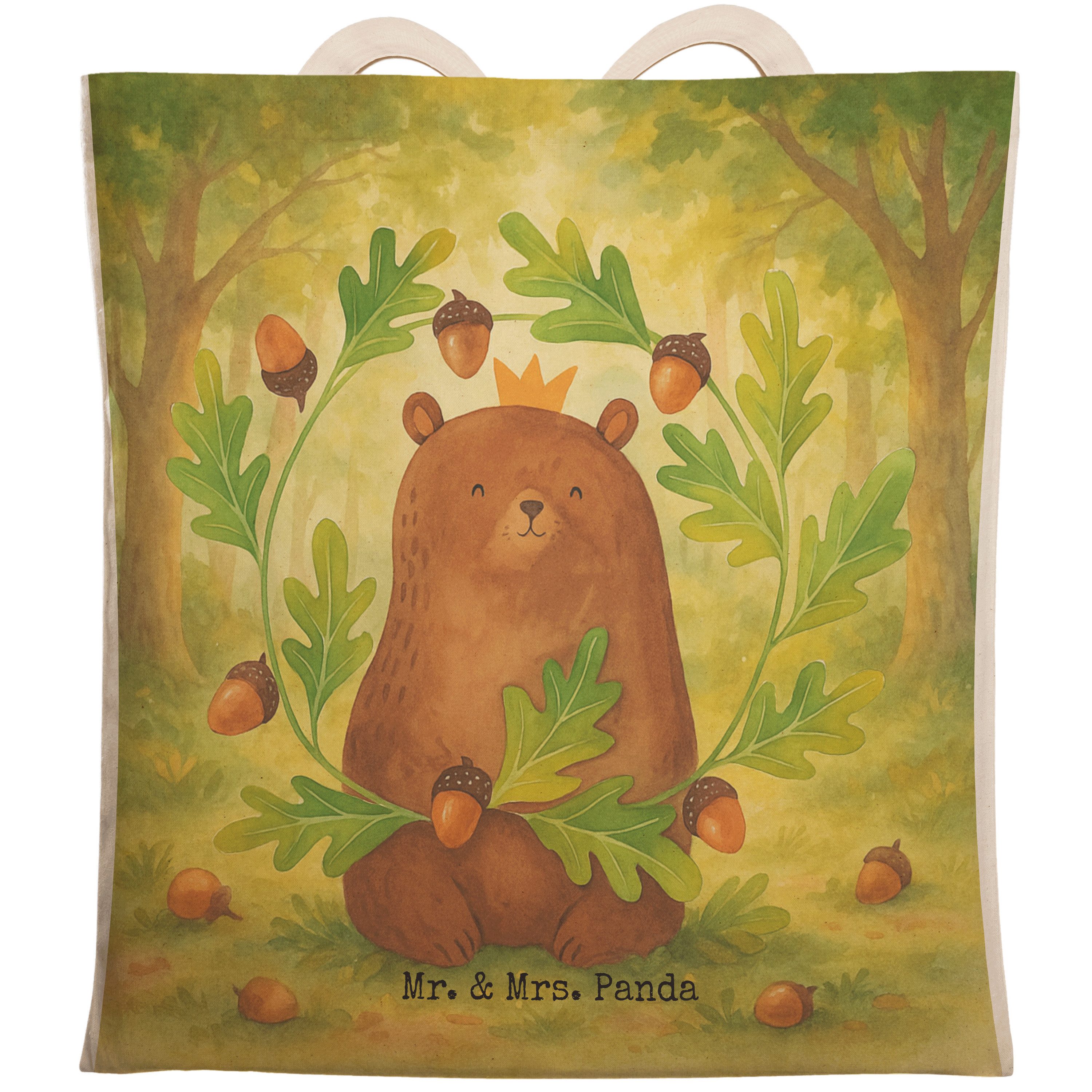 Tragetasche Bär König Design, Tote Bag, Weiß, shopping bag, Teddy, Papa, Stofftra