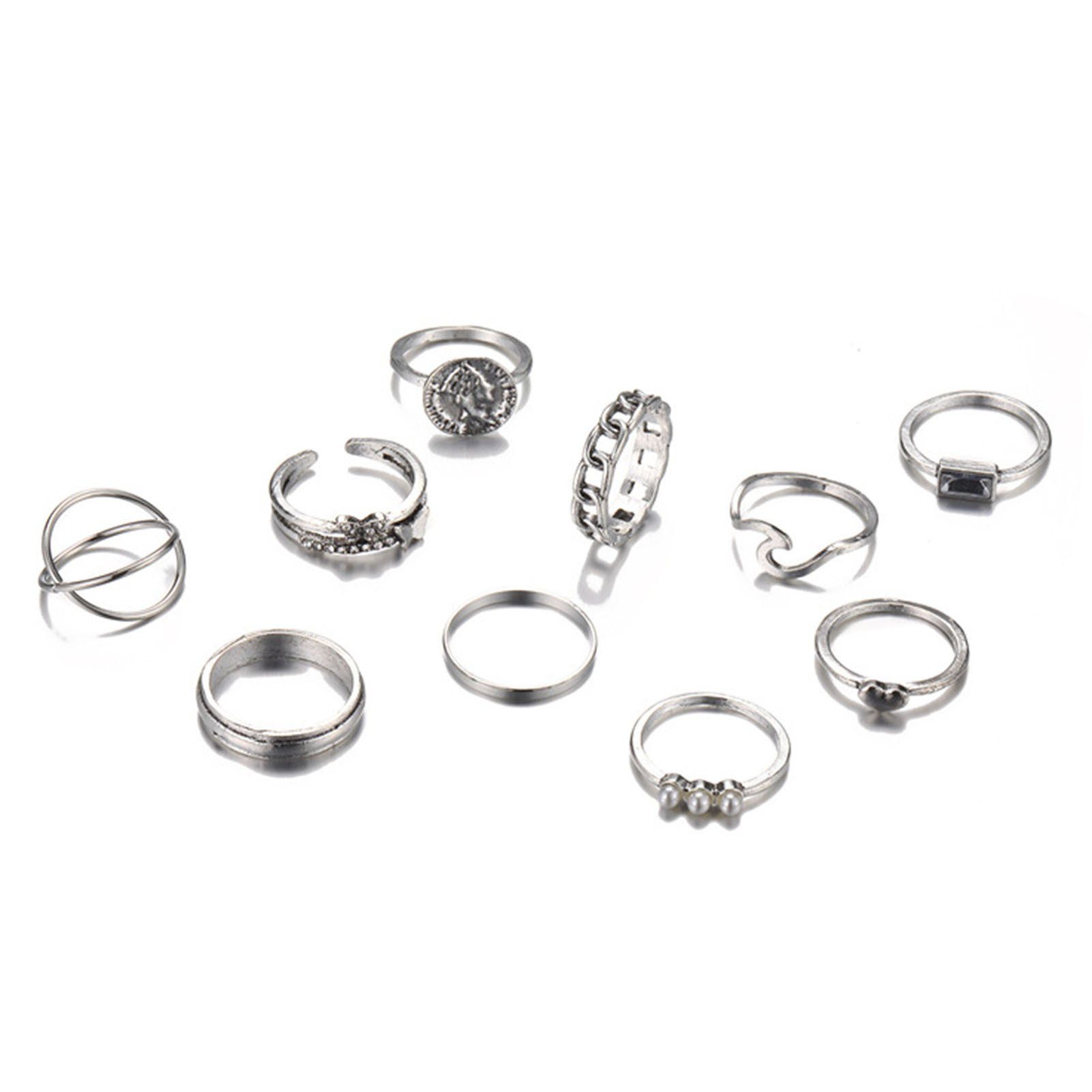 Blusmart Ring-Set 10 Stück Exquisite, Beliebte Damenringe, Ringe, Ring-Set Bezaubernde