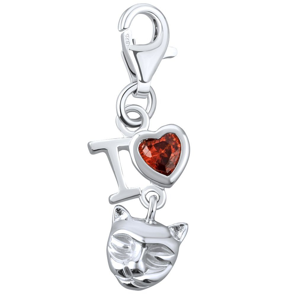 Limana Charm Herz 925 Sterling Silber Karabiner Anhänger für Bettelarmband (inkl. Geschenkdose), Charmanhänger Armbandanhänger Geschenk-Idee Schmuckanhänger