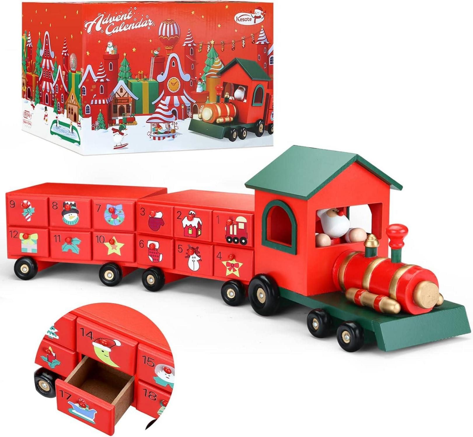 befüllbarer Adventskalender Adventskalender Kinder Weihnachtszug 24 Türchen Holz Bahn Mädchen Set
