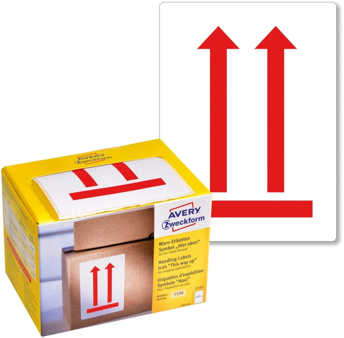 Avery Zweckform Etiketten Warnetiketten Symbol Hier oben 100x74mm weiß VE=200 Stück