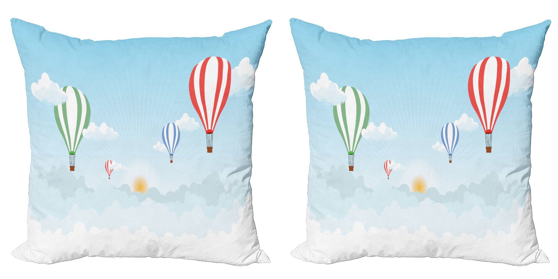 Kissenbezüge Modern Accent Doppelseitiger Digitaldruck, Abakuhaus (2 Stück), Heißluftballon Über Cloud-Fahrzeuge