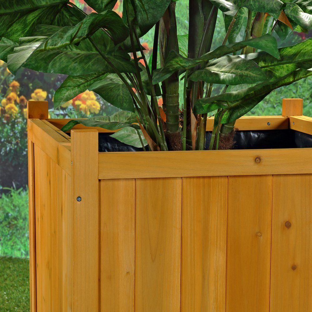 Melko Pflanzkübel Blumenkübel Pflanzkasten Blumentrog Holz 50x50cm Blumenkübel (Stück, Pflanzkübel), Innenbereich mit schwarzer Schutzfolie
