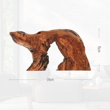 Lantelme Dekofigur 3D Holz Bär 29cm x 15cm x 5cm Olivenholz Tischdekoration, Massivholz, Einzelstück