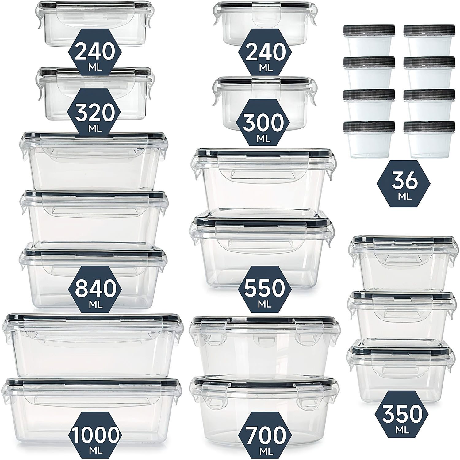 SURFOU Frischhaltedose 24er Dosen Set mit Deckel Vorratsdosen Aufbewahrungbox, (Gefrierdosen - Meal Prep Boxen, Küche Lebensmittelbehälter Set für Gefrierfachgeeignet), Aufbewahrungsbox mit Deckel Küche Food Container