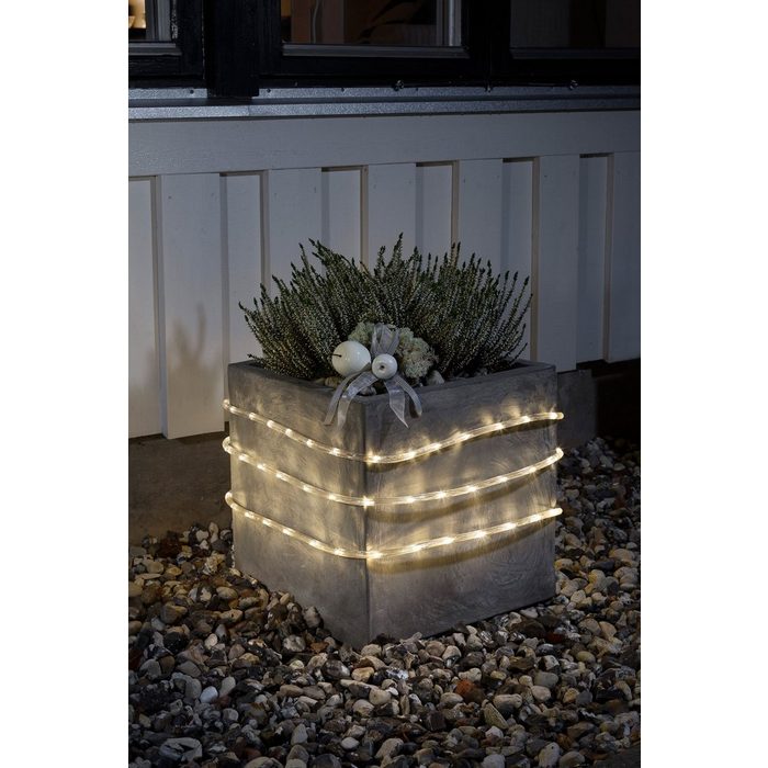 KONSTSMIDE LED-Lichterschlauch Weihnachtsdeko aussen 96-flammig 6 m mit Lichtsensor und 6h und 9h Timer 96 warm weiße Dioden