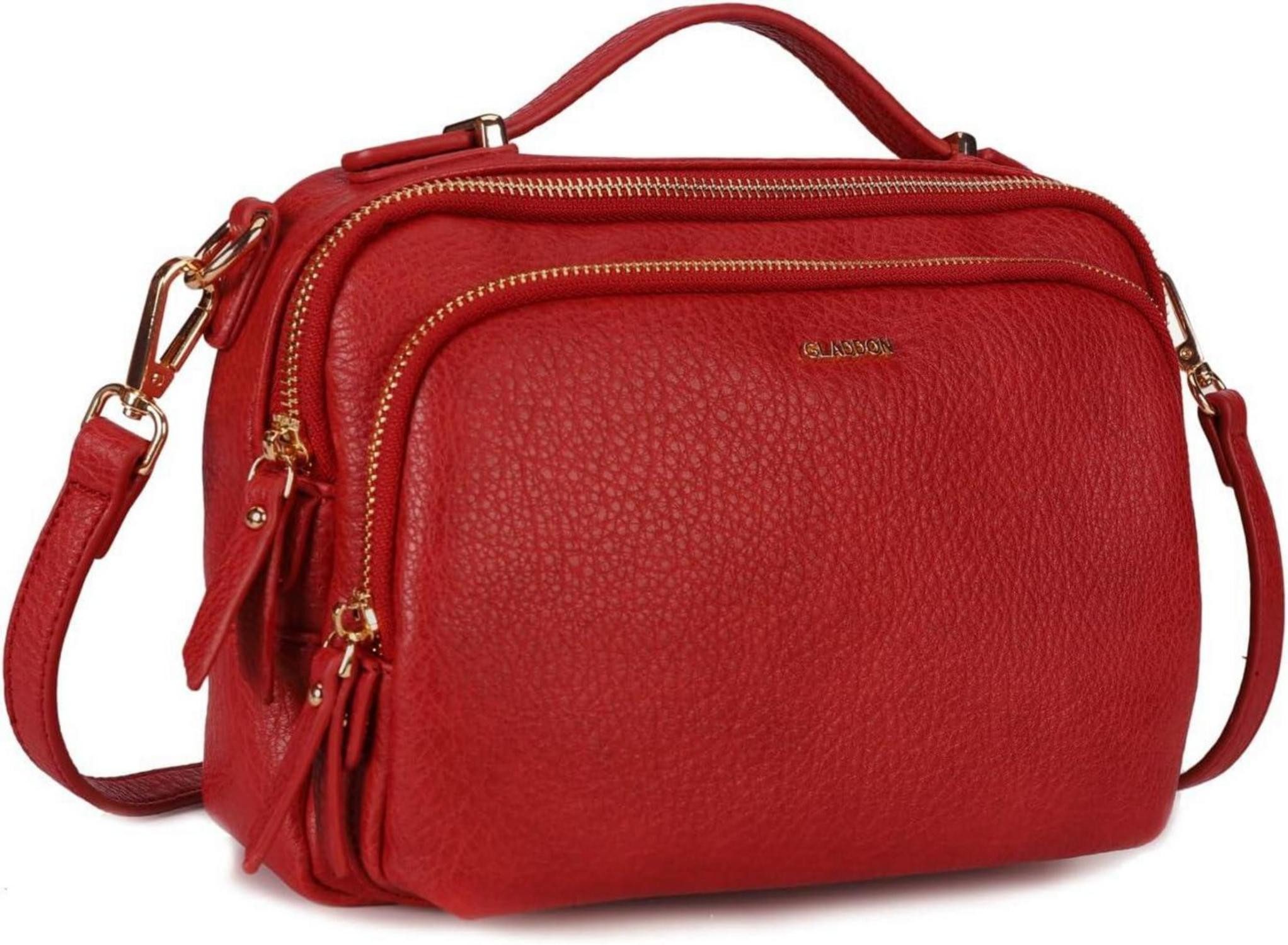 Umhängetasche Damen Umhängetasche Rot Leder Handtasche Crossbody