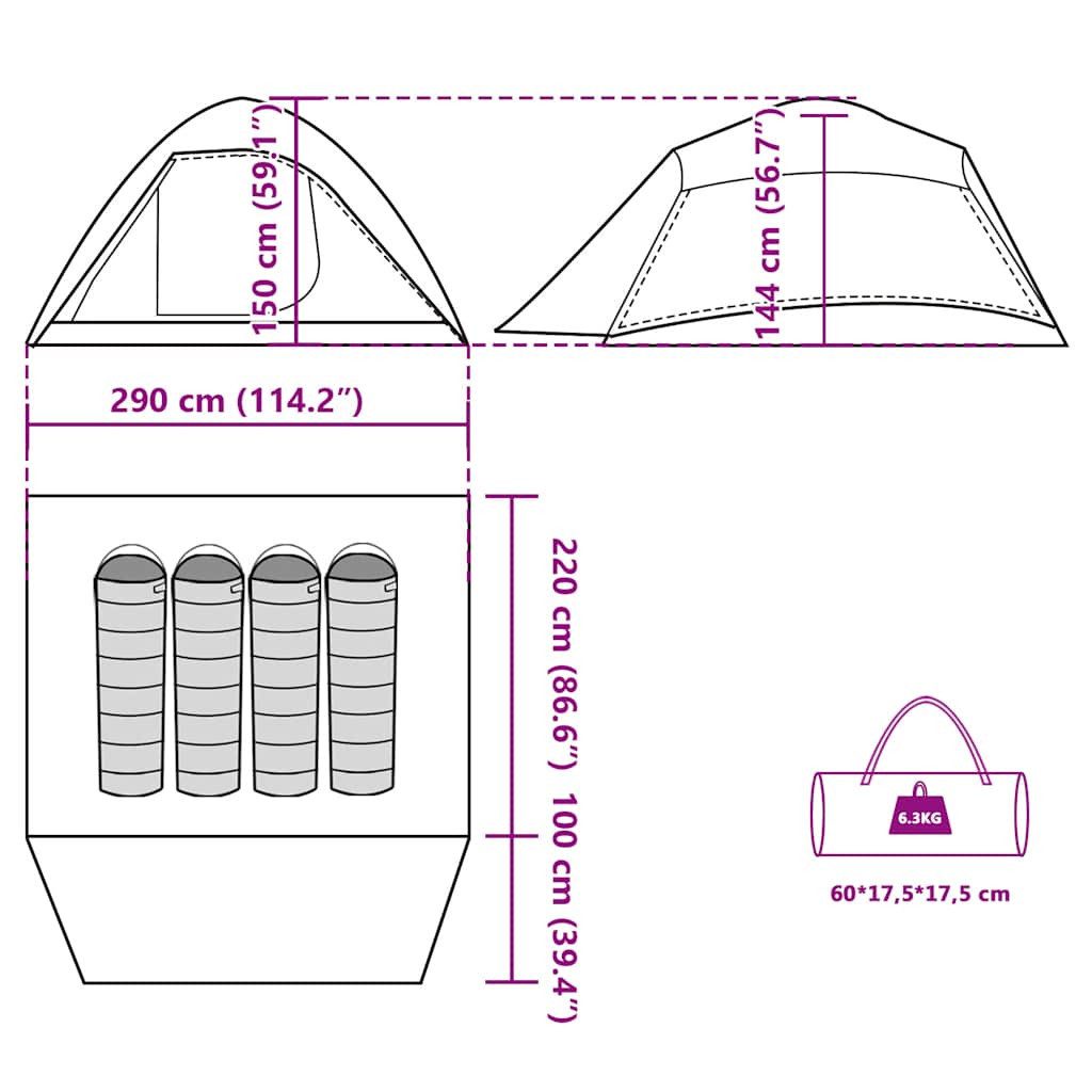 vidaXL Kuppelzelt Kuppel-Campingzelt 4 Personen Weiß Dunkel Wasserdicht, (1 tlg)