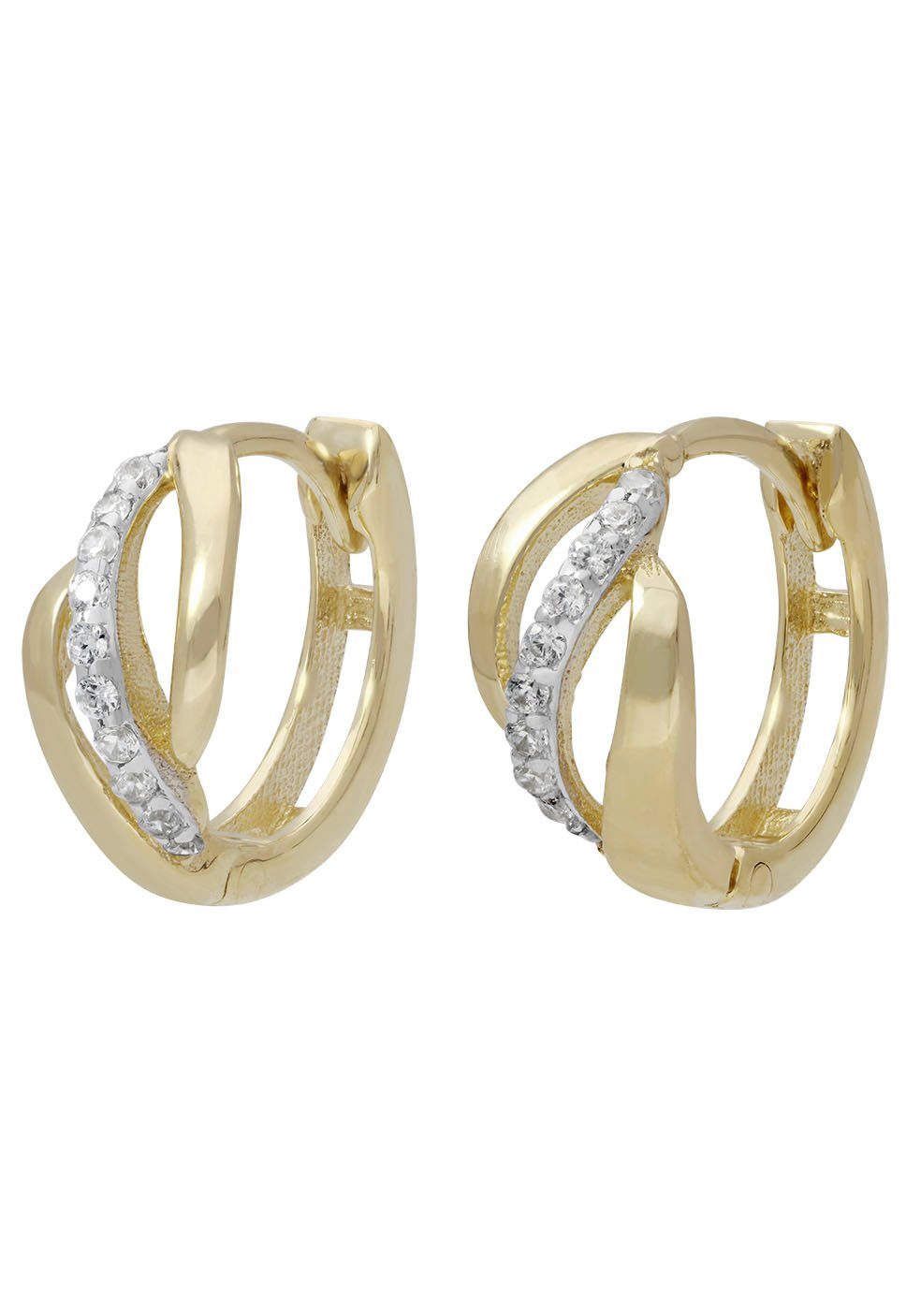 Firetti Paar Creolen Schmuck Geschenk Gold 333 Ohrschmuck Gold glitzernd, mit Zirkonia (synth)